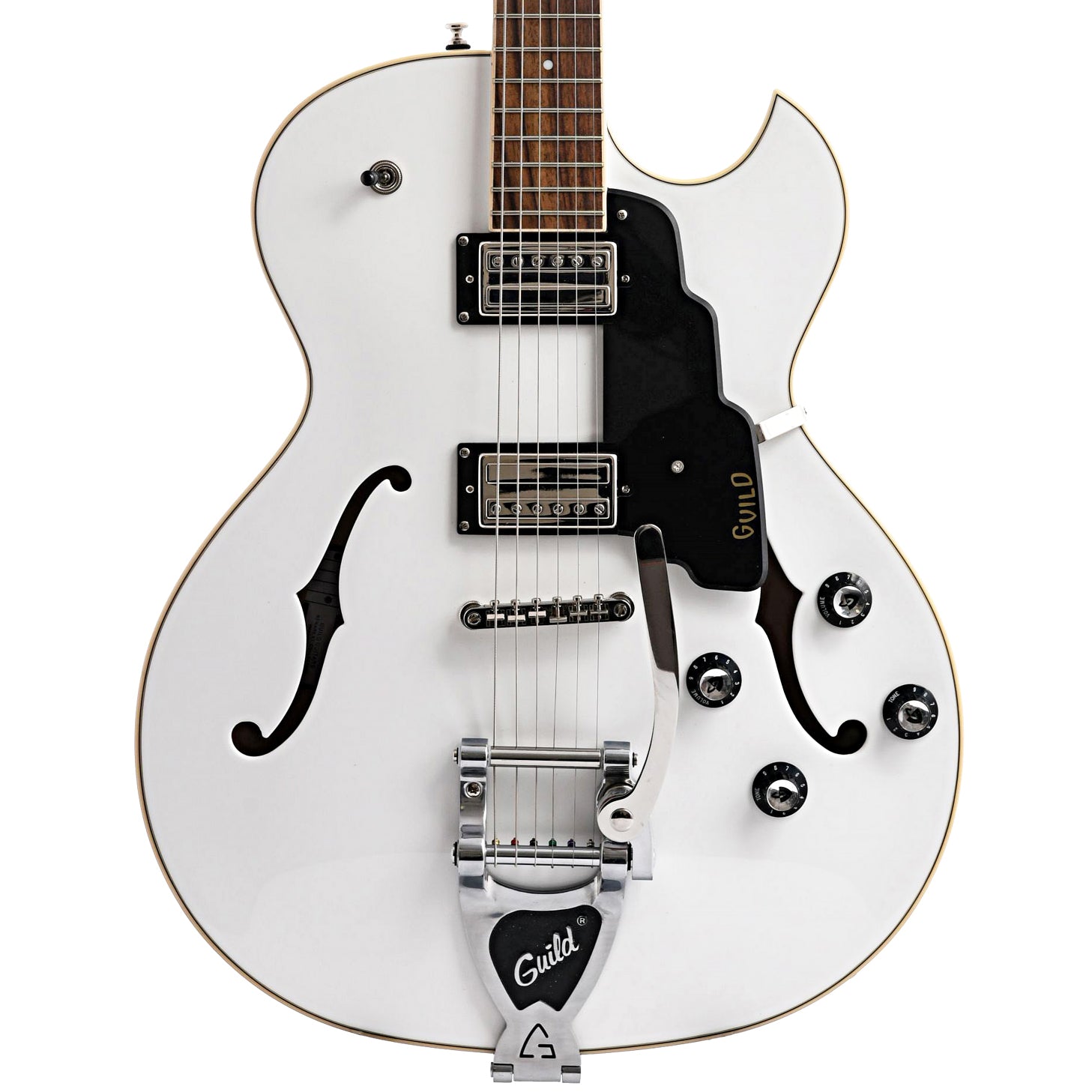 White hollow store body guitar