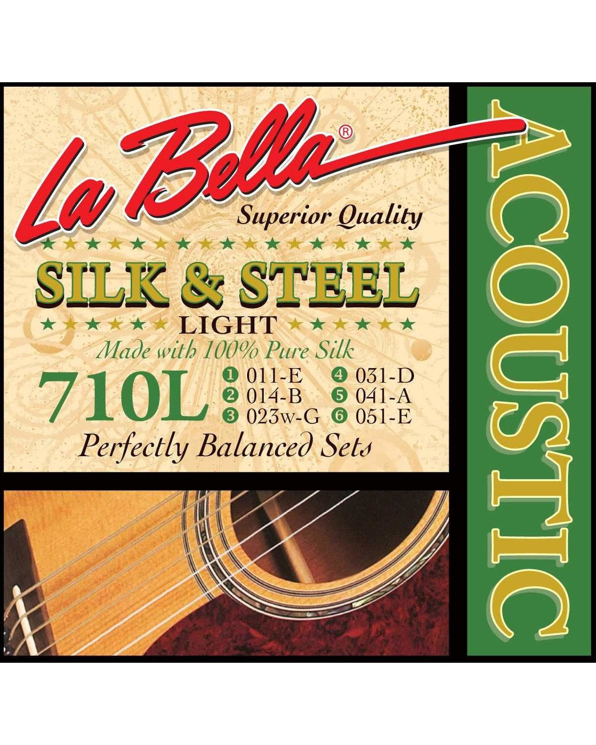 La Bella 710L Silk Steel Light Gauge Acoustic Guitar Strings