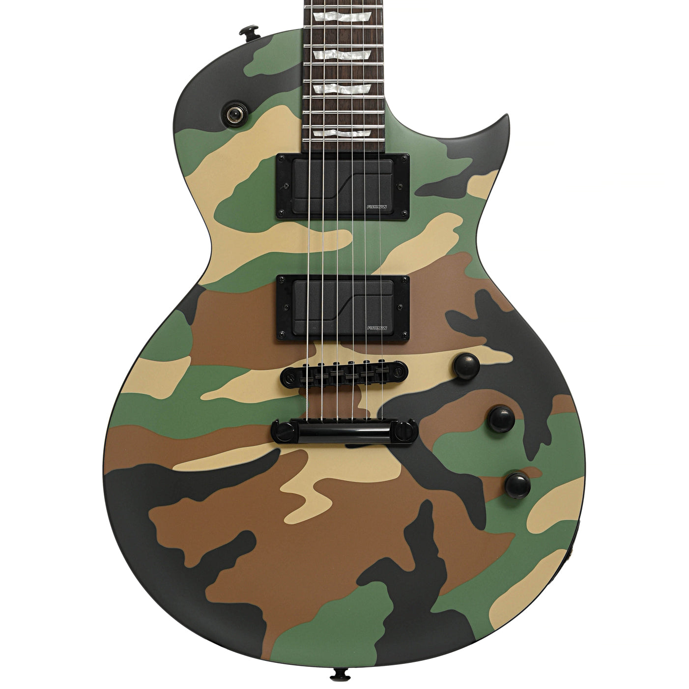 Front of ESP LTD EC-1000 Electric Guitar, Woodland Camo Satin