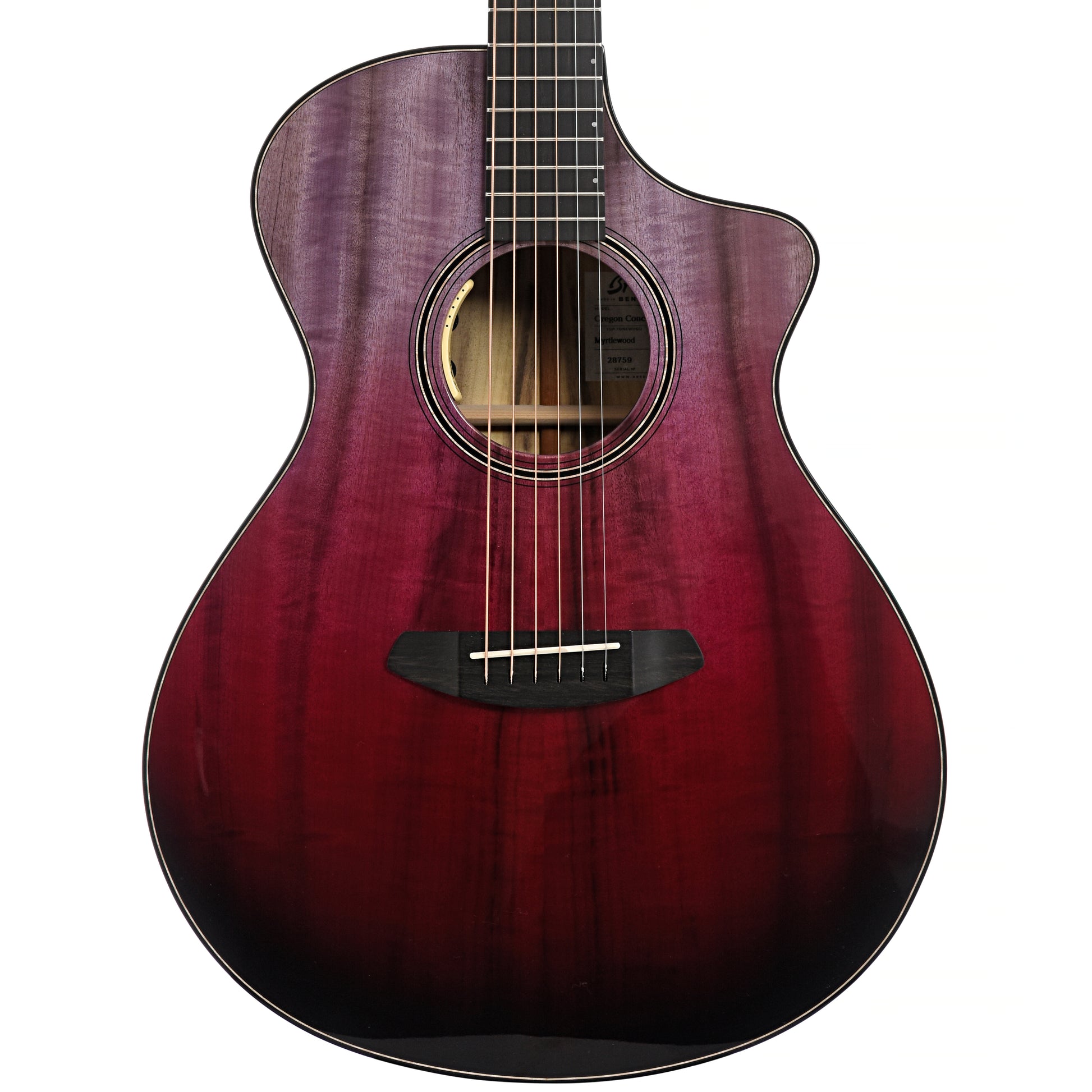 Front of Breedlove Oregon Concert Pinot CE Myrtlewood-Myrtlewood LTD