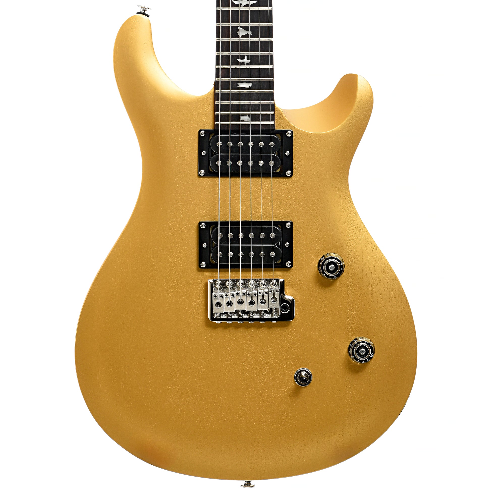 Front of PRS SE CE24 Satin Electric Guitar, Metallic Gold