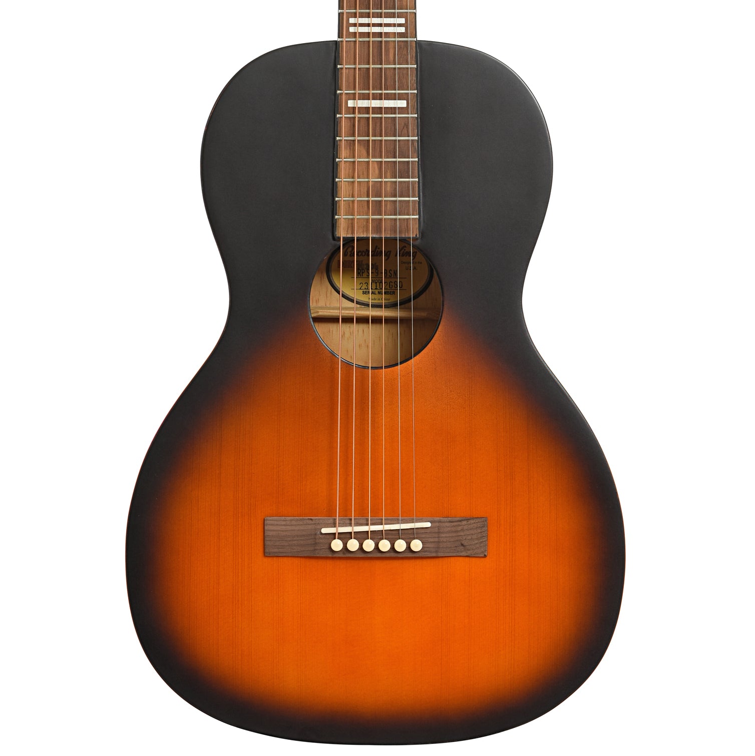 Front of Recording King Dirty 30s Series 9 SE Single 0 Black Sunburst Acoustic Guitar