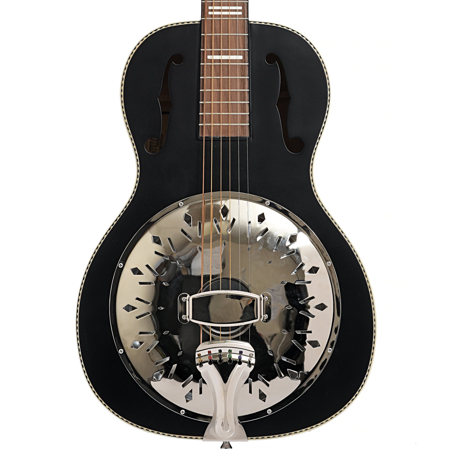 Front of Recording King Dirty 30's Single 0 Resonator Guitar, Black Finish