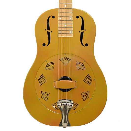 Front of National Triolian Yellow Palm Roundneck Resonator Guitar