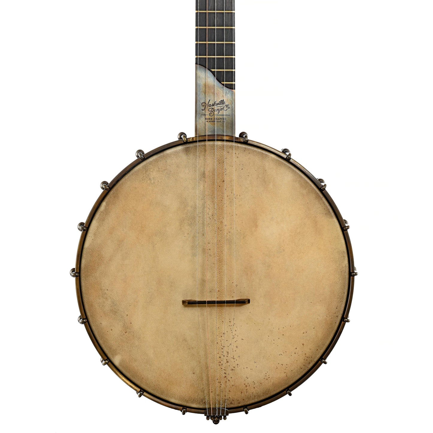 Front of Nashville Banjo Co Cumberland 12" Openback Banjo #141 & Gigbag, Walnut