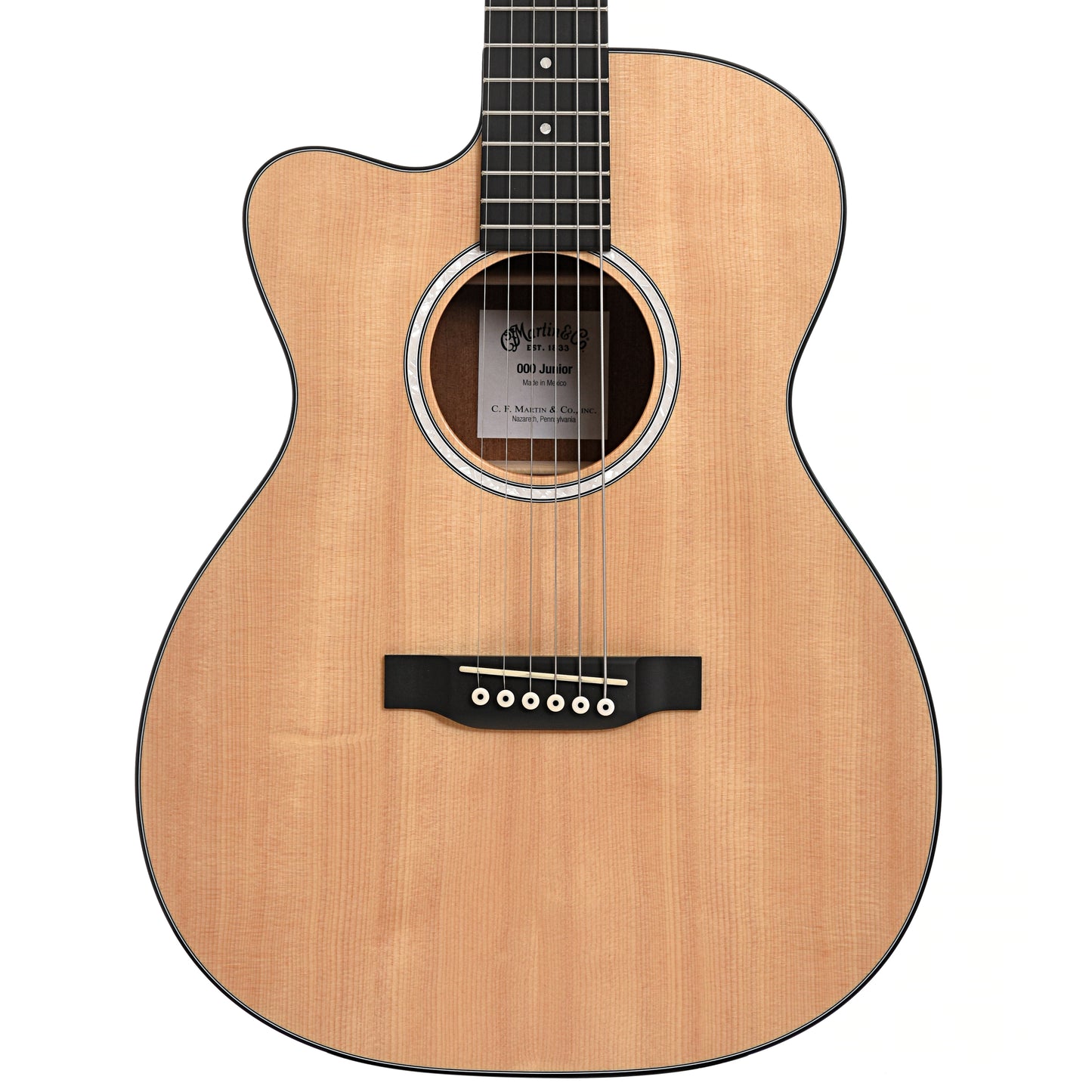 Front of Martin 000CJr-10EL Lefthanded Cutaway 000 Junior 