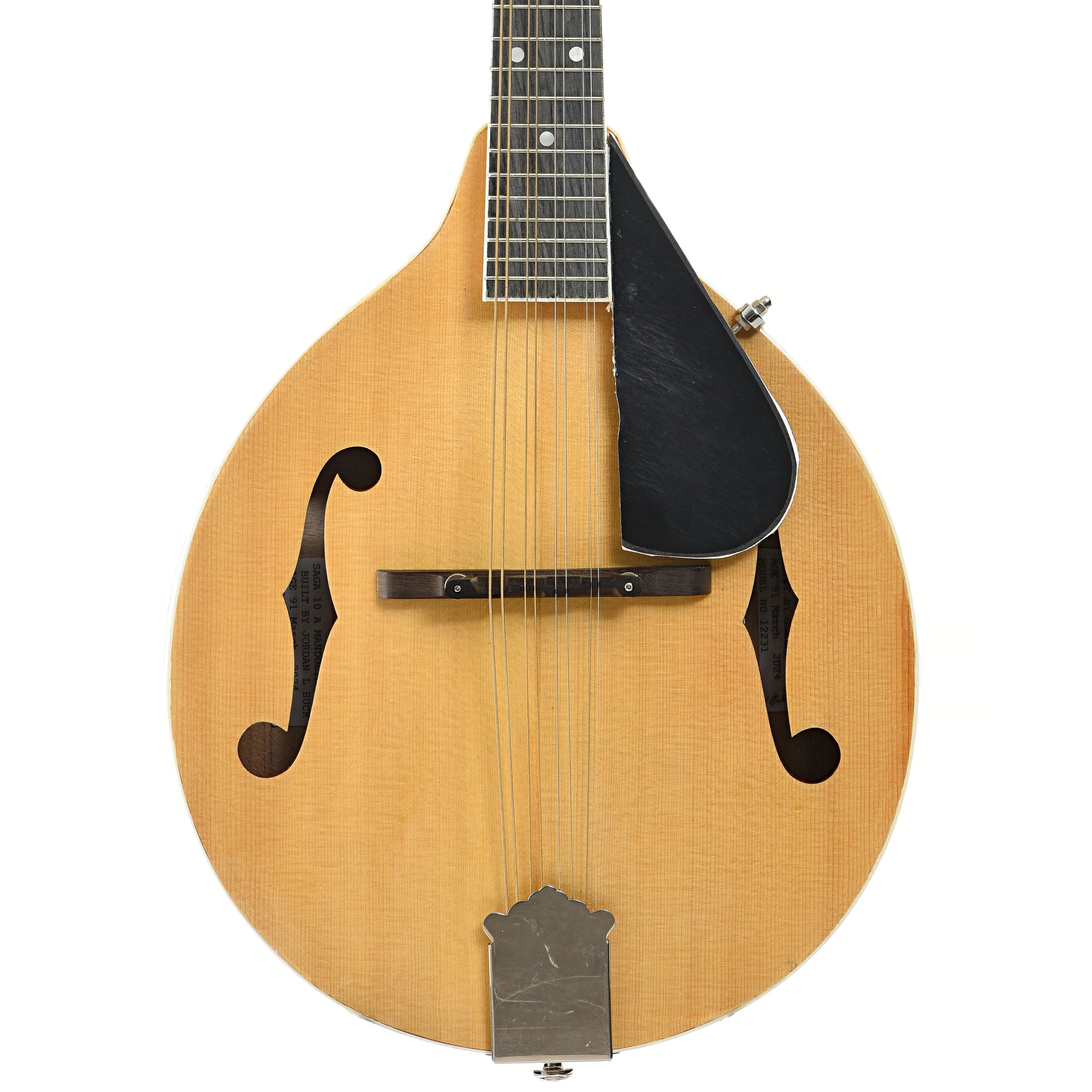 Front of Jordan L. Buck A-Style Kit Mandolin (2024)