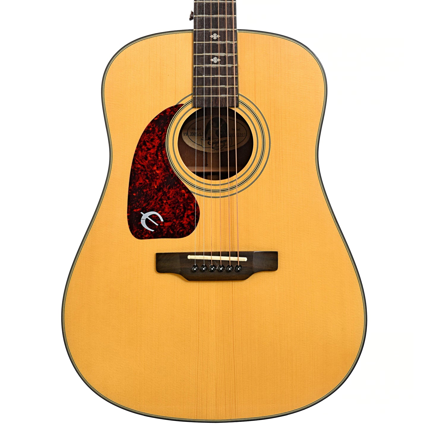 Front of Epiphone PR-350S/ LH Acoustic Guitar