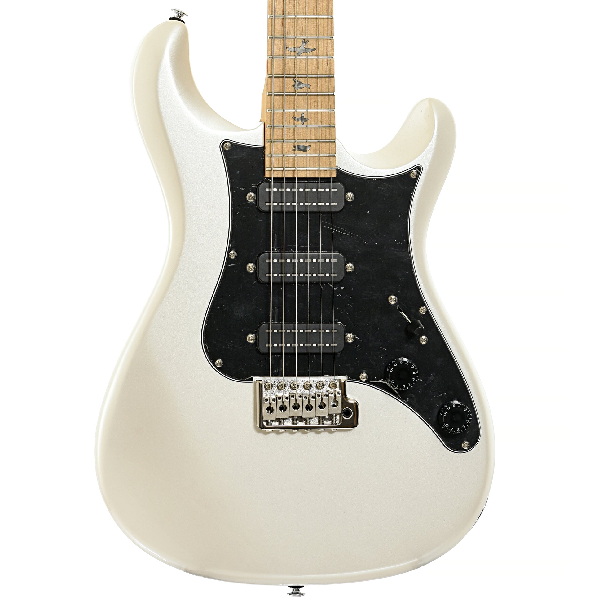 Front of PRS SE NF3 Electric Guitar, Maple, Pearl White