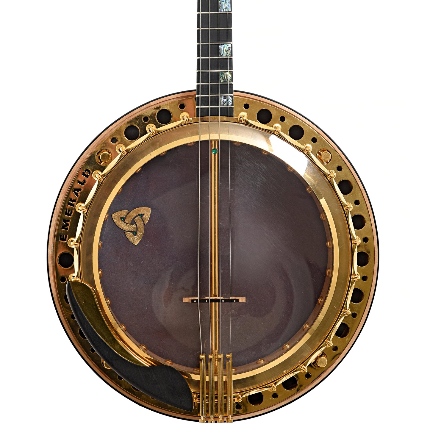 Front of Emerald Labasheed Gold Irish Tenor Banjo