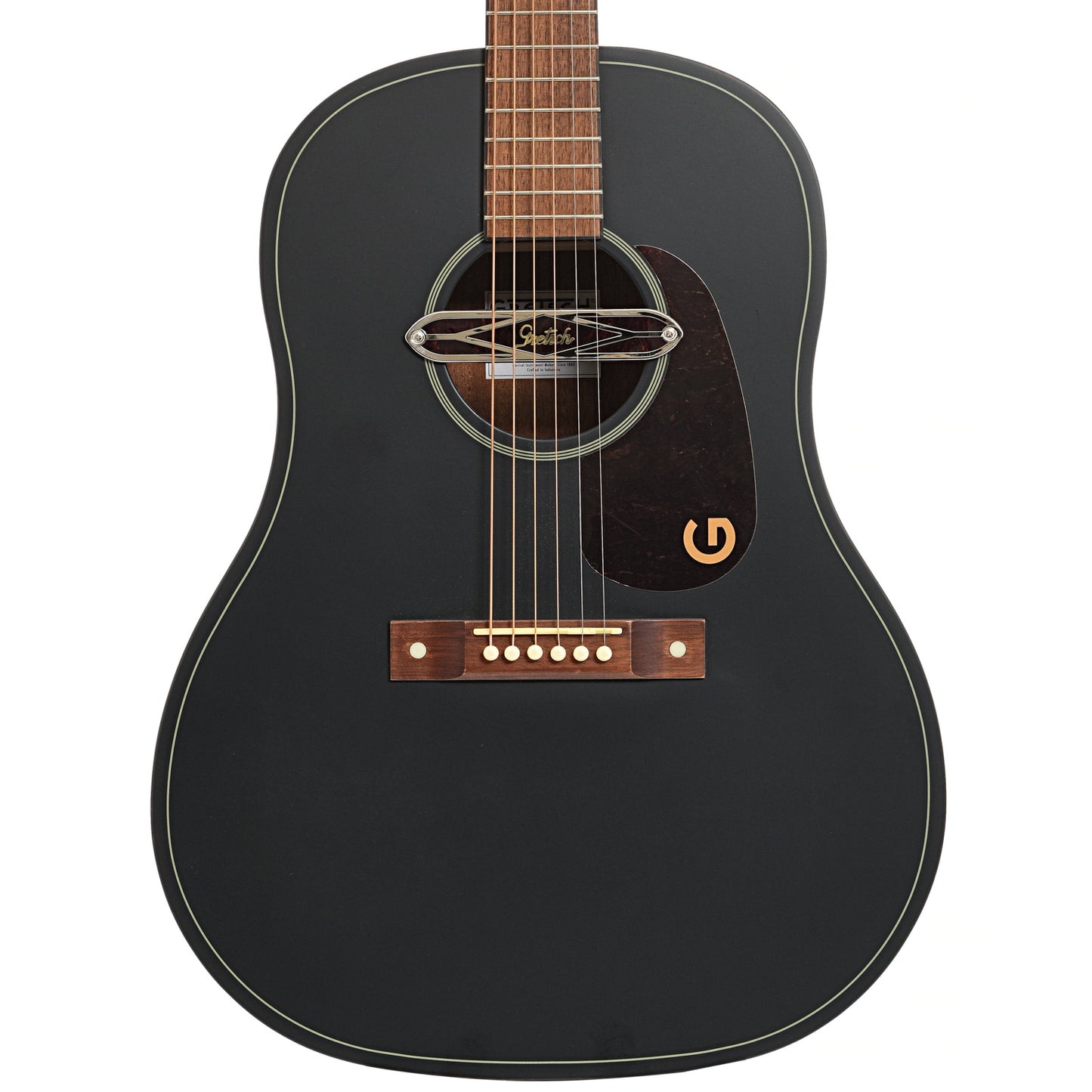 Front of Gretsch Jim Dandy Deltoluxe Dreadnought Acoustic/Electric Guitar, Black Top