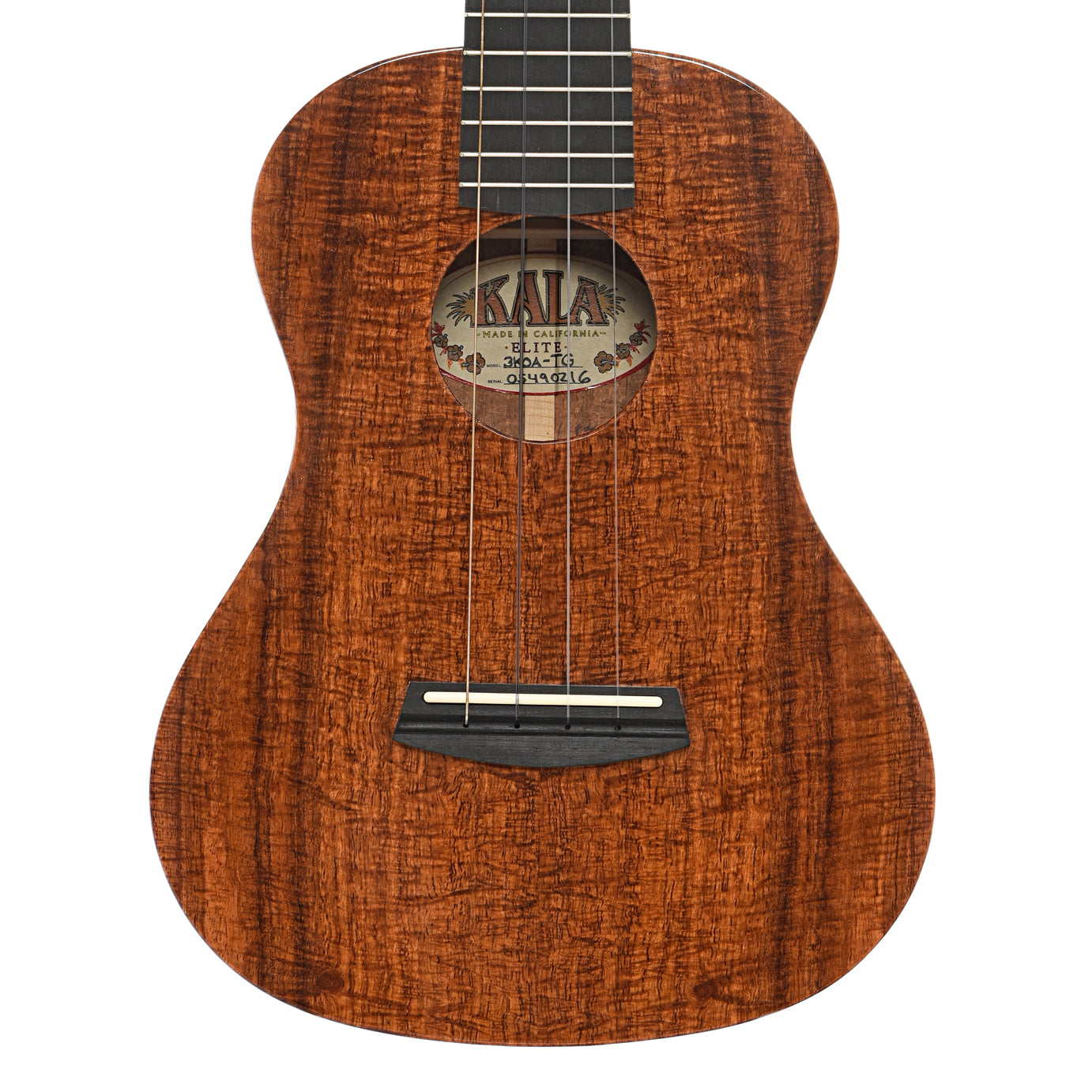 Front of Kala Elite Koa 3 Tenor Ukulele, Gloss Finish with Case (2020)