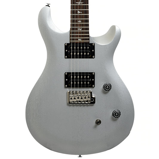 Front of PRS SE CE24 Satin Electric Guitar, Metallic Silver