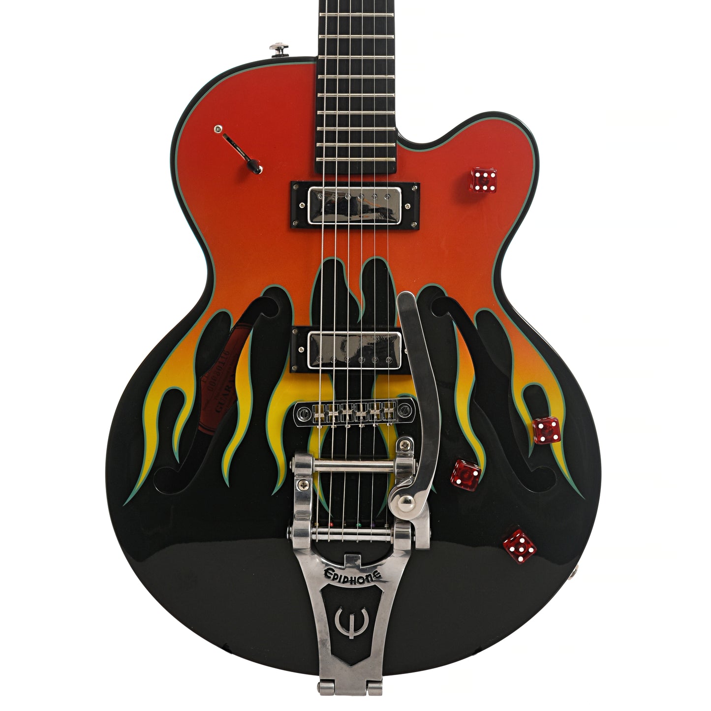 Front of Epiphone Flamekat