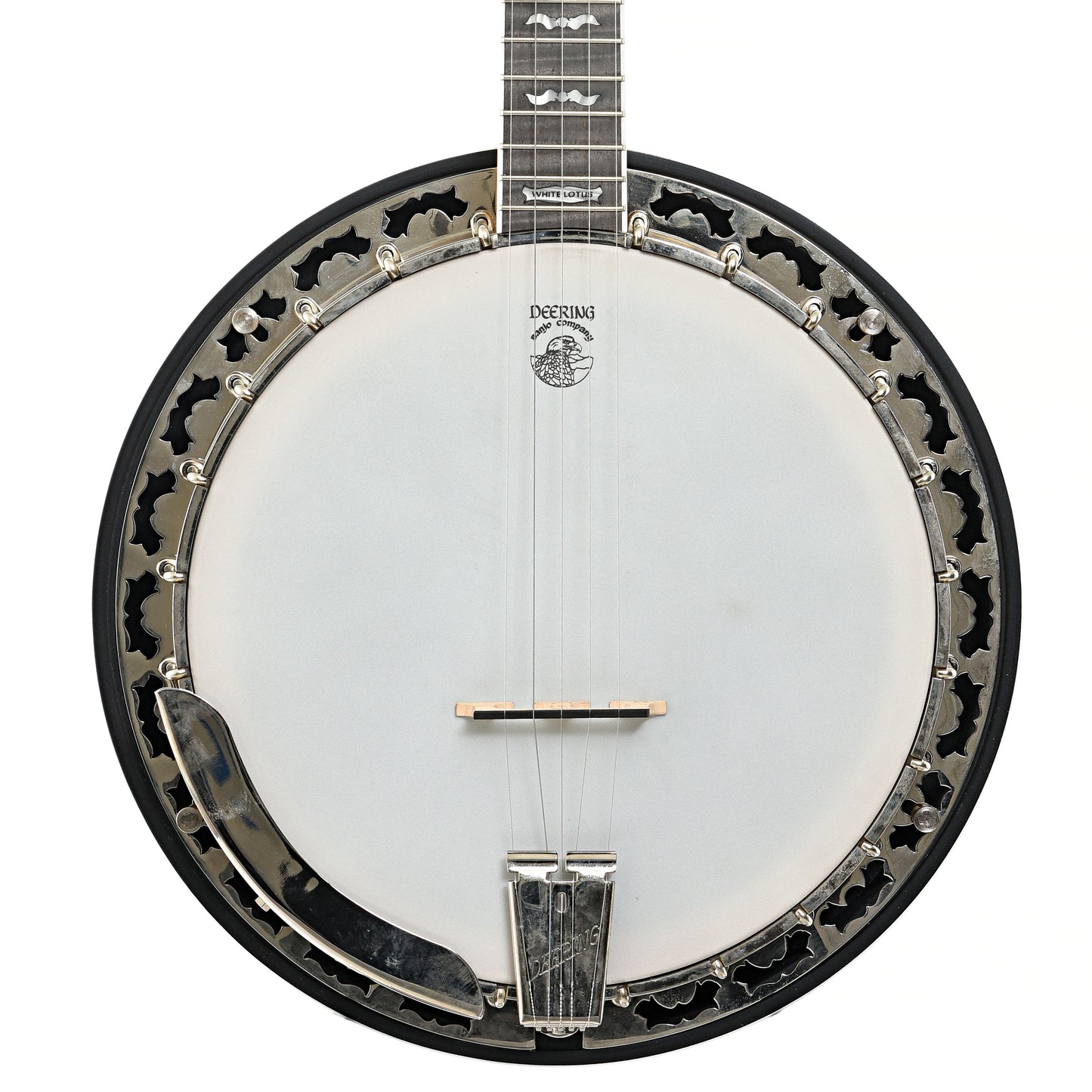 front of Deering White Lotus Resonator Banjo (2021)