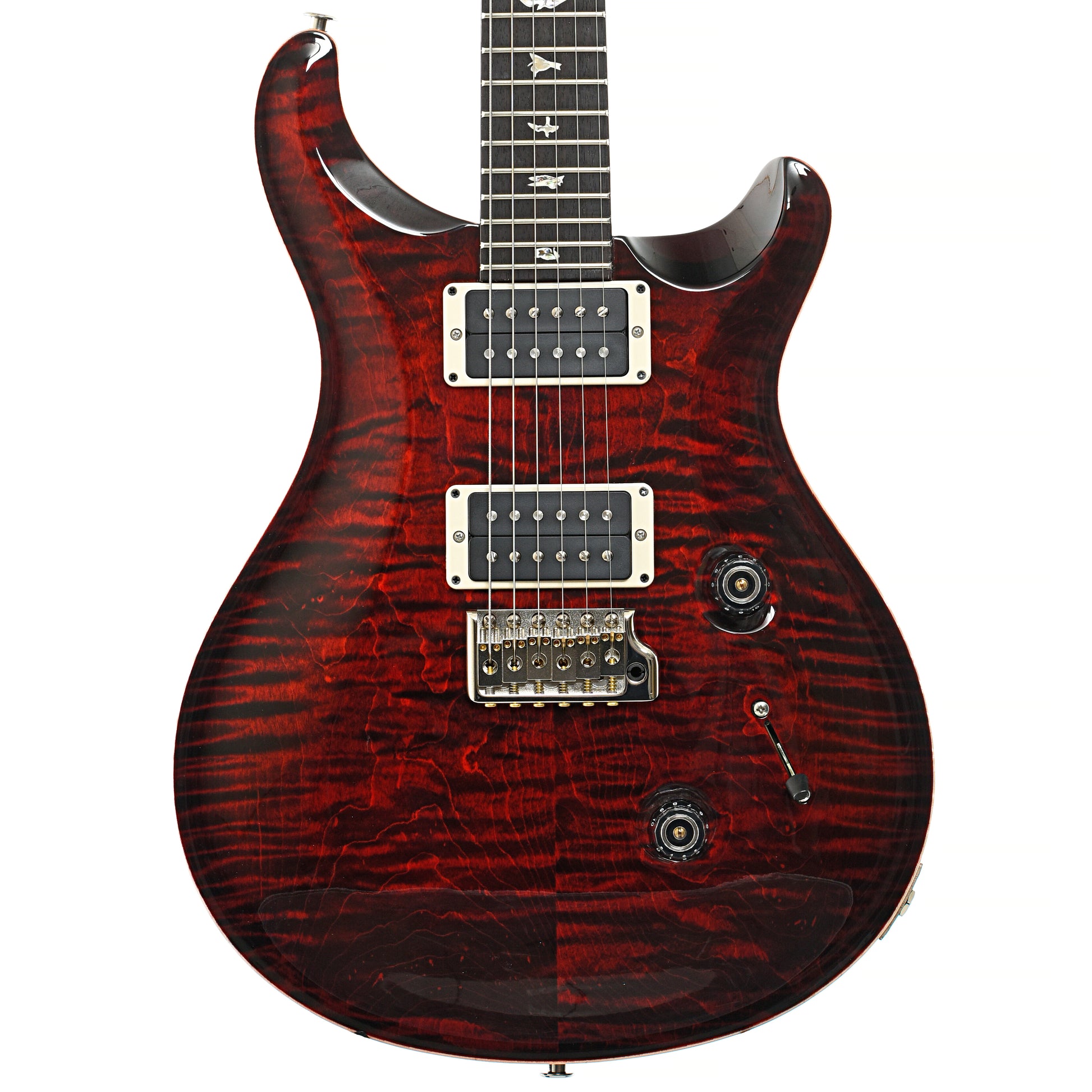 Front of PRS Custom 24 Fire Red Burst Electric Guitar