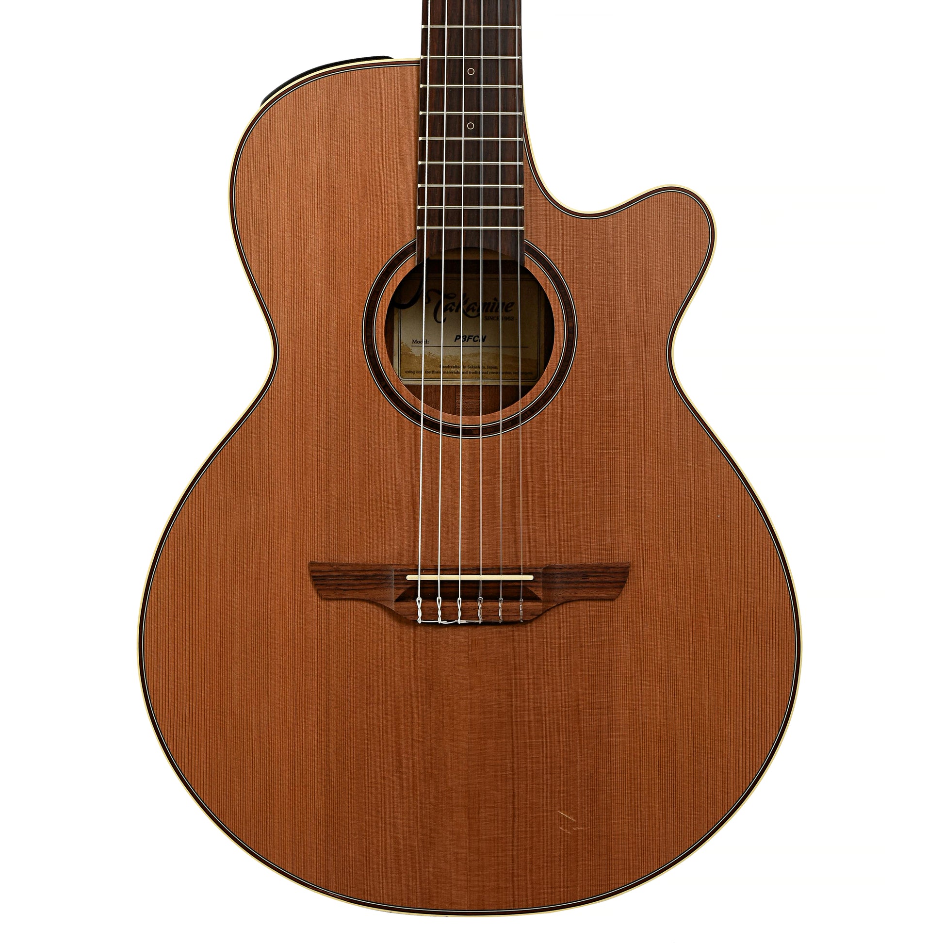 Front of Takamine P3FCN Pro Series Folk Nylon Cutaway