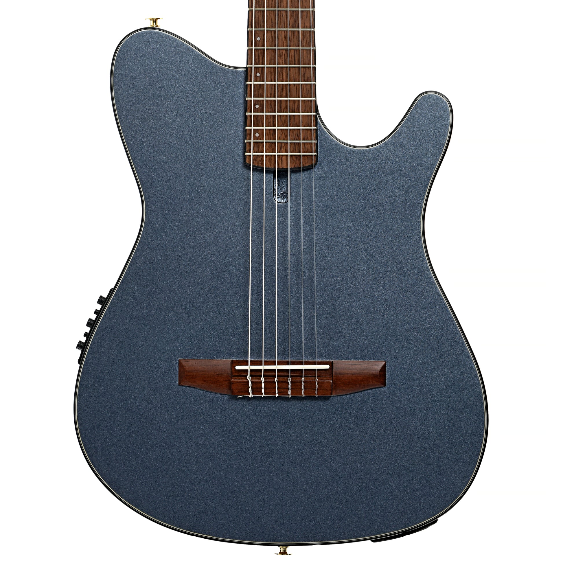 Front of Ibanez FRH10N Acoustic-Electric Nylon String Guitar, Indigo Blue Metallic Flat