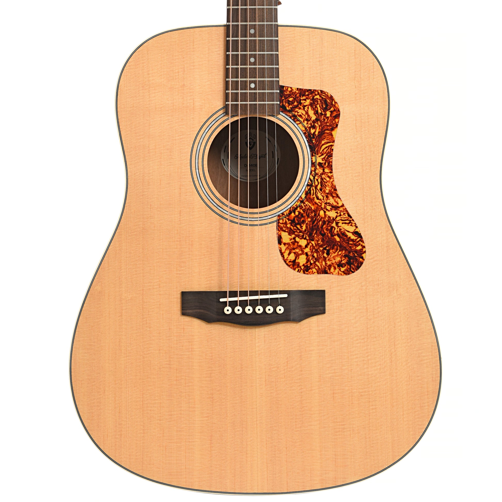 Front of Guild D-240E Natural Dreadnought Acoustic Guitar