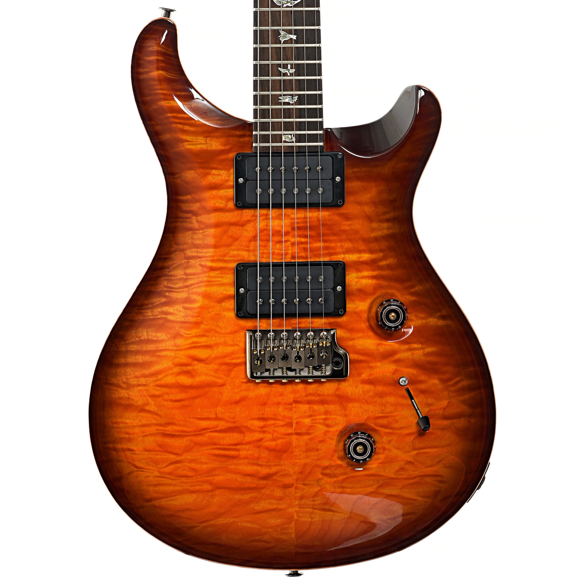 Front of PRS Custom 24 Quilted Maple 10-Top Fatback Electric Guitar, Tobacco Burst