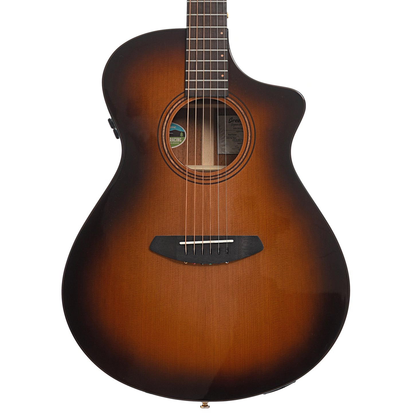 Front of Breedlove Organic Solo Pro Concert Edgeburst CE Red Cedar-African Mahogany Acoustic-Electric Guitar (2022)