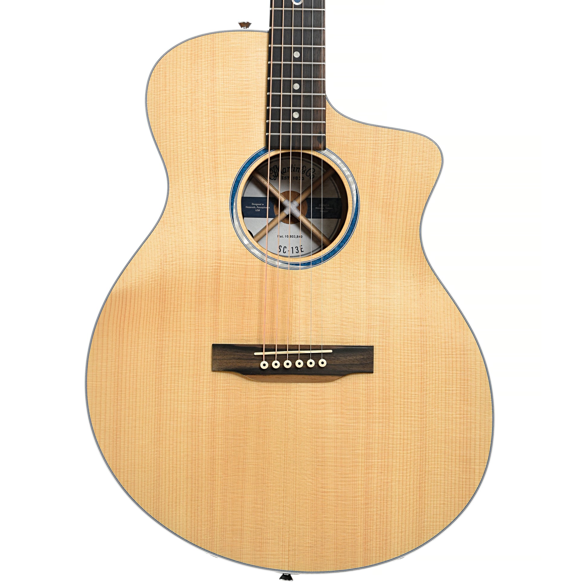 Front of Martin SC-13E Acoustic-Electric Guitar (2021)