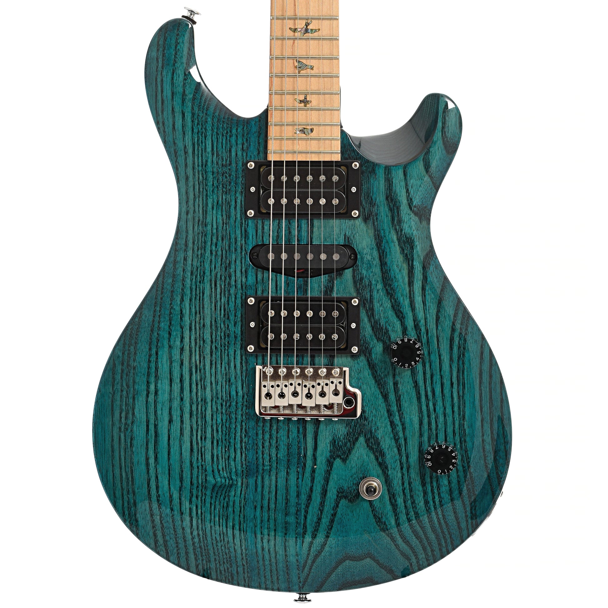 Front of PRS SE Swamp Ash Special Electric Guitar, Iri Blue