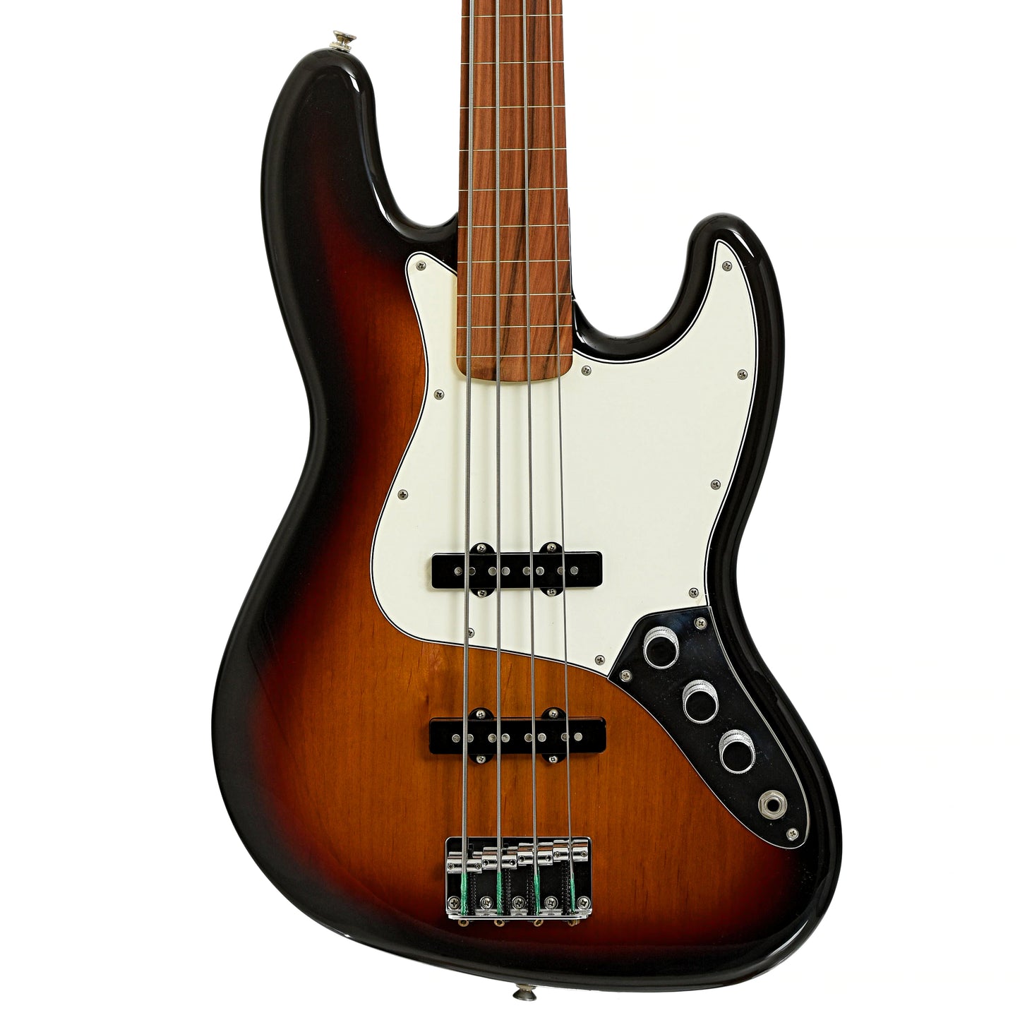 Front of Fender Fretless Standard Jazz Bass