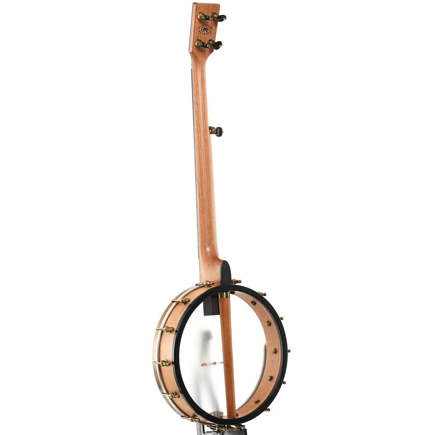 Full back and side of Ome Tupelo Openback Banjo, 12" Rim, Cherry