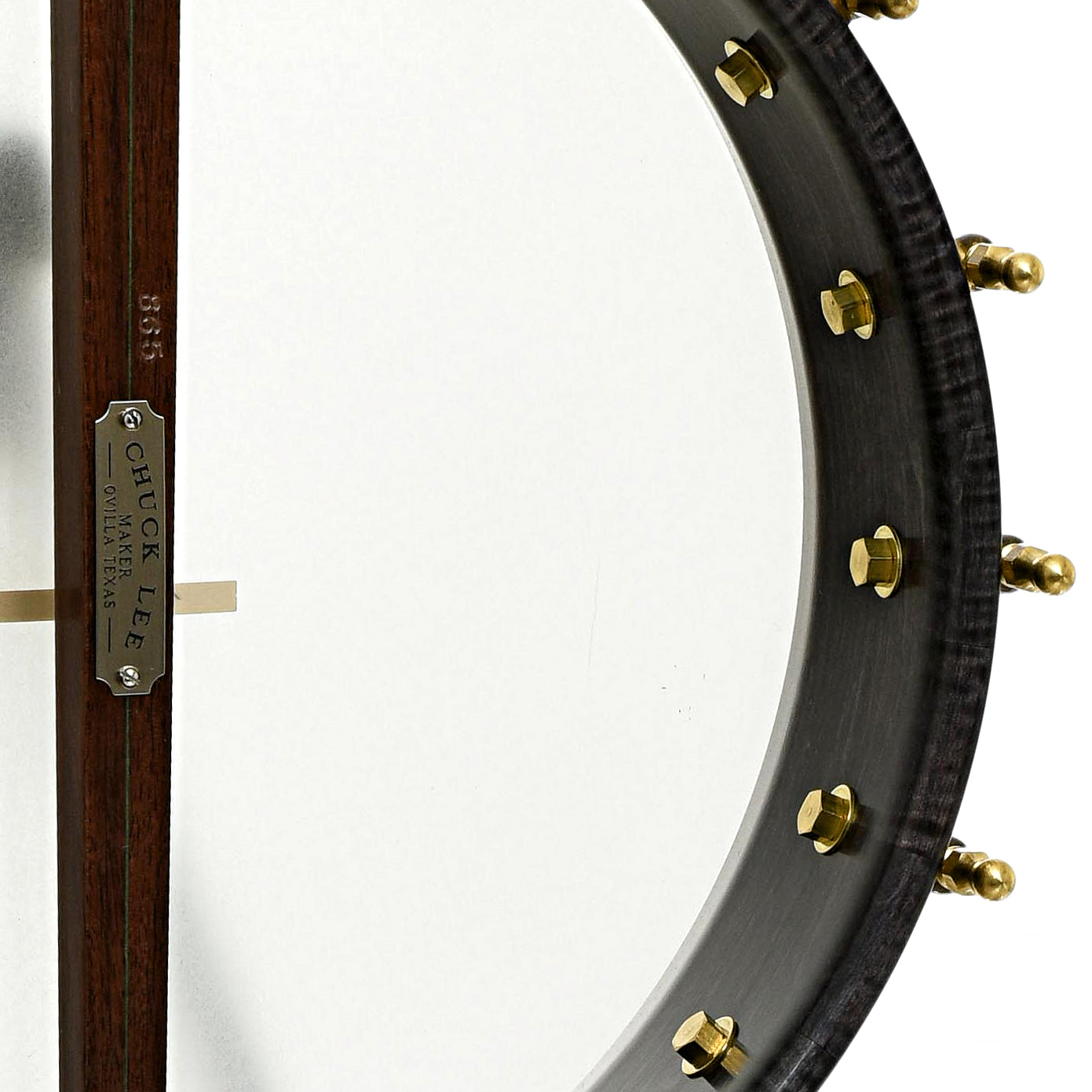 Inside rim of Chuck Lee Lone Star Custom 12" Openback Banjo #865, Integral Wood Tone Ring