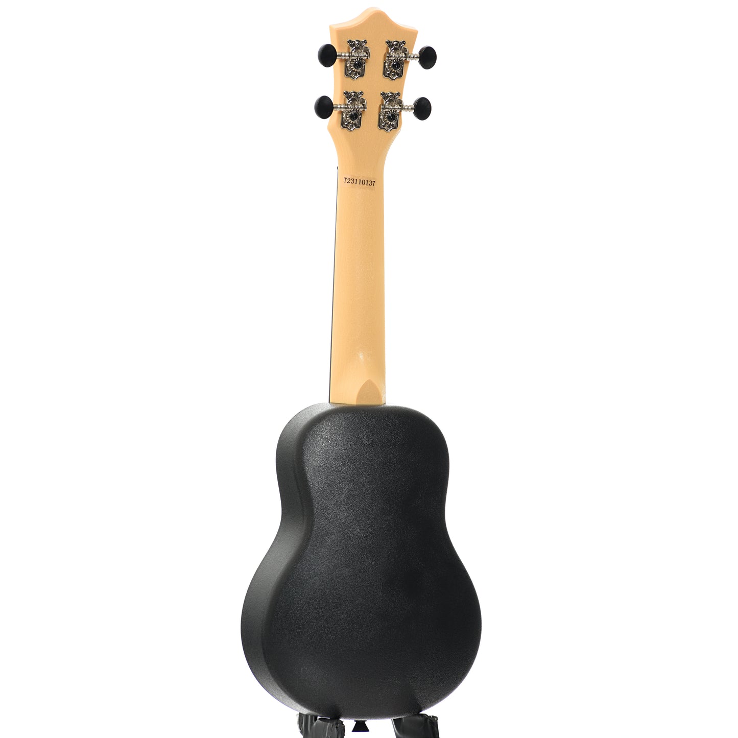 Full back and side of Flight TUS35 Travel Series Soprano Ukulele, Black