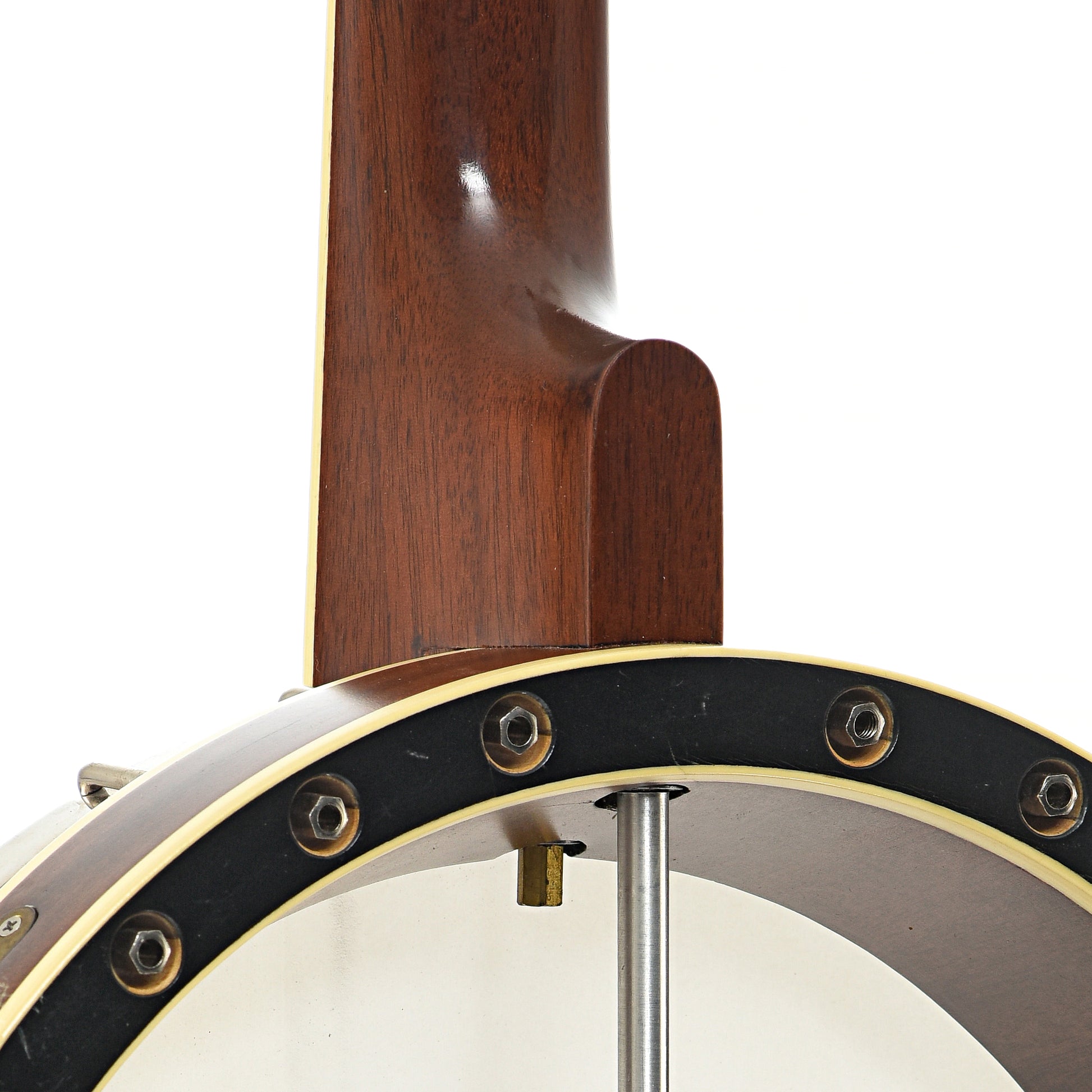 Neck joint of Randy Wood Featherlite Resonator Banjo (c.2020)