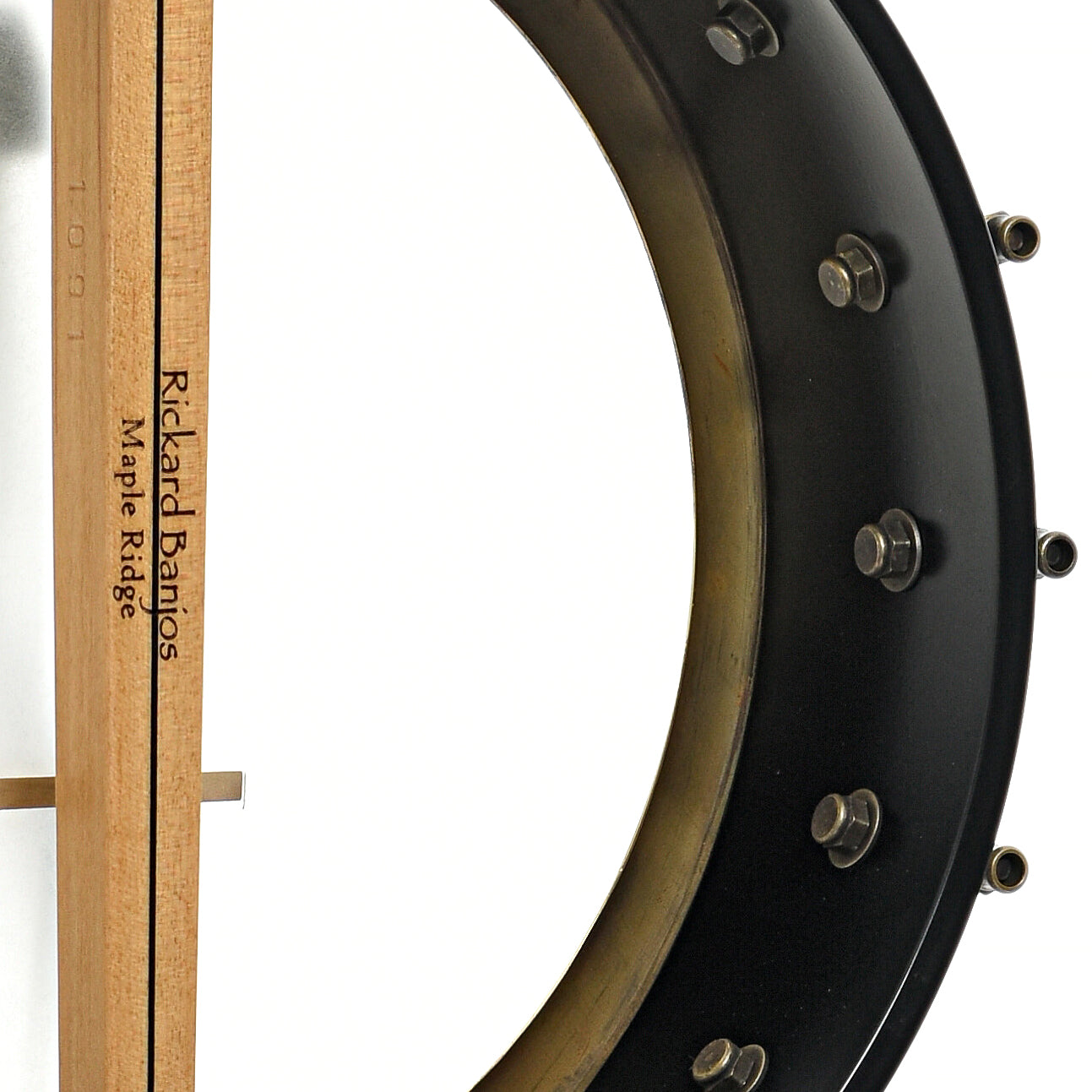 Inside rim of Rickard Maple Ridge 11" Open Back Banjo (2020)