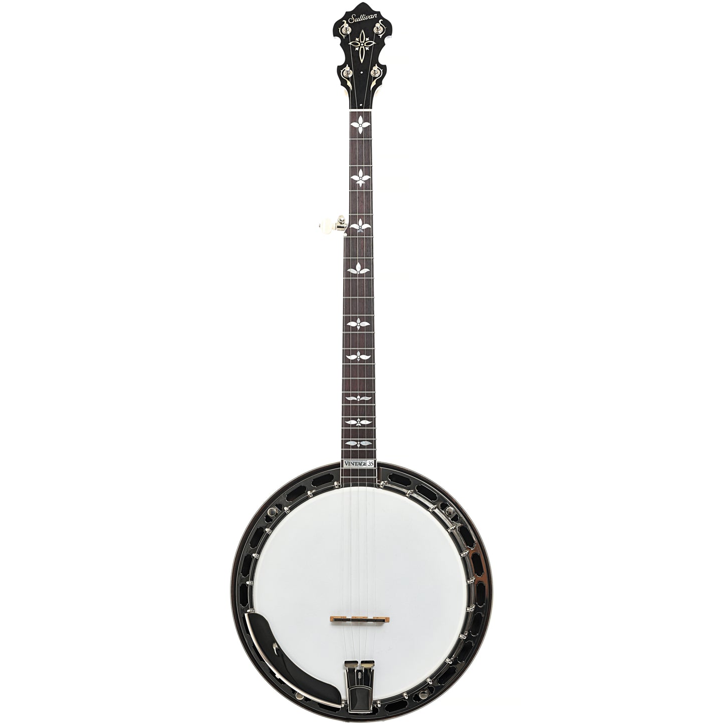 Full front of Sullivan Vintage 35 Mahogany Resonator Banjo,Speed Neck