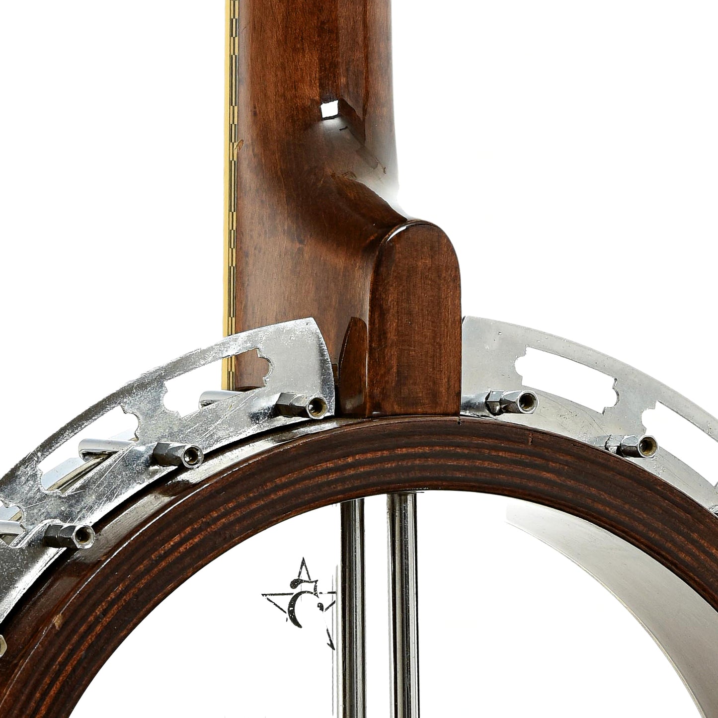 Rear neck joint and flange of Ibanez Wreath Resonator Banjo 