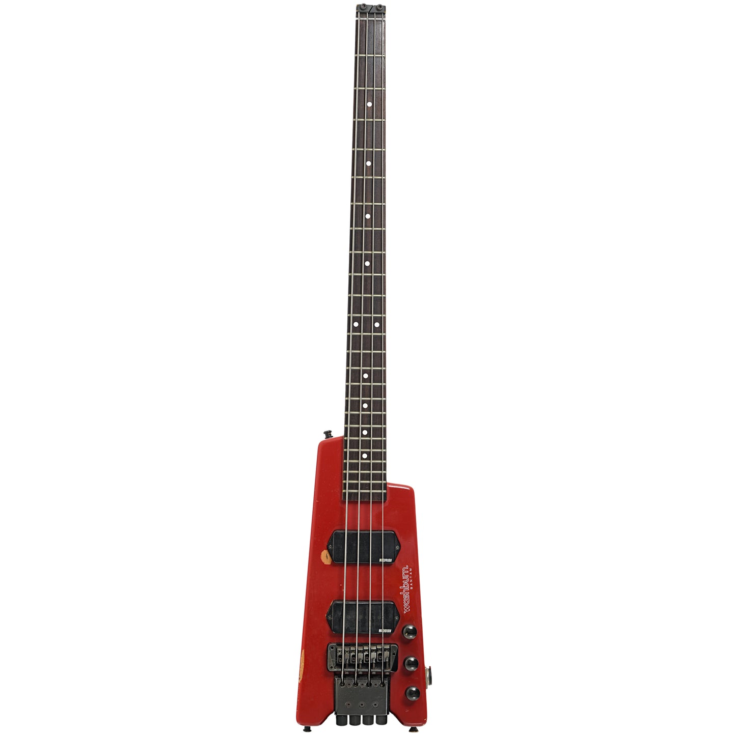 Full front of Washburn Bantam Headless 4-String Electric Bass