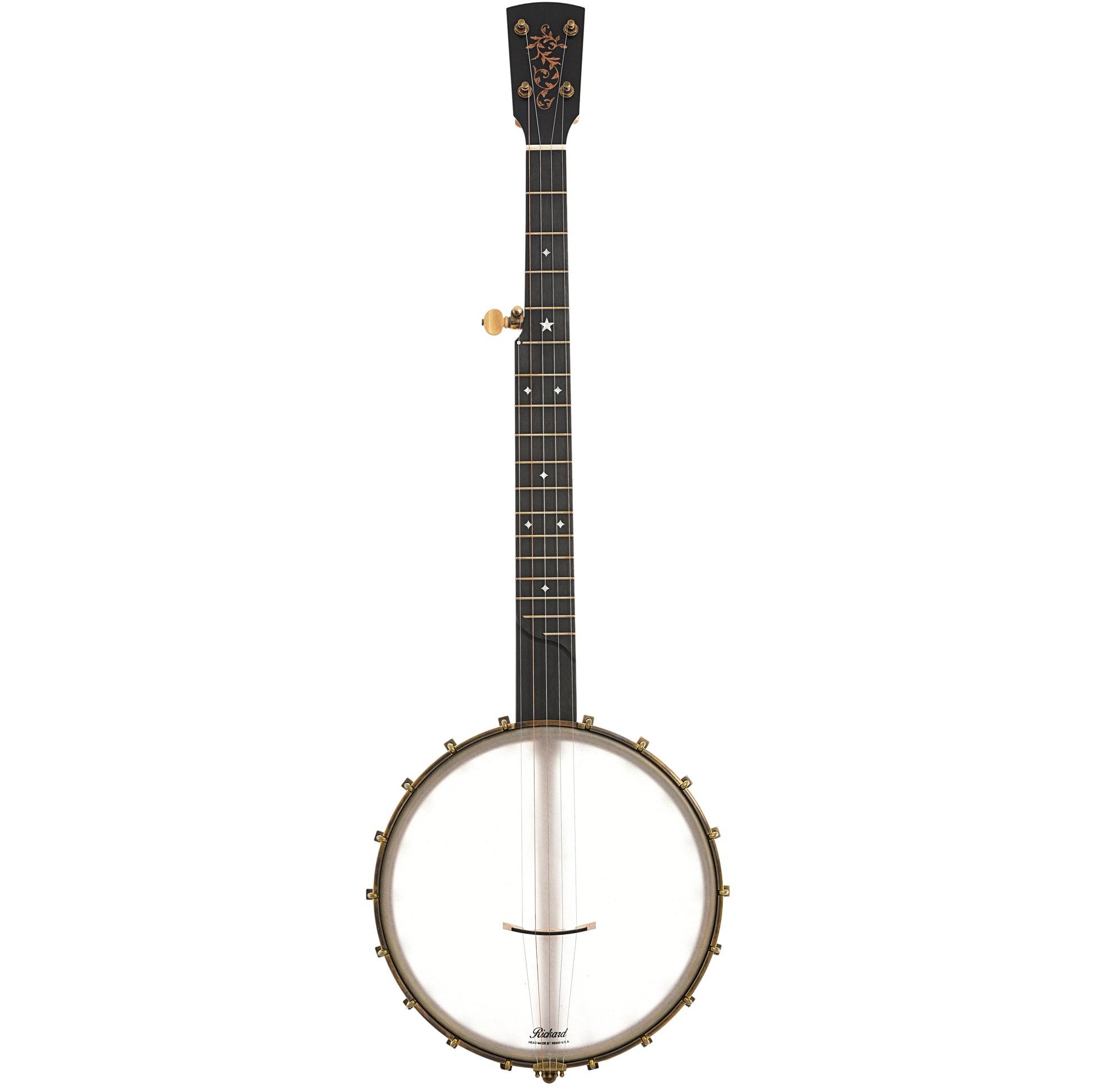 Full front of Rickard 11" Little Wonder Openback Banjo