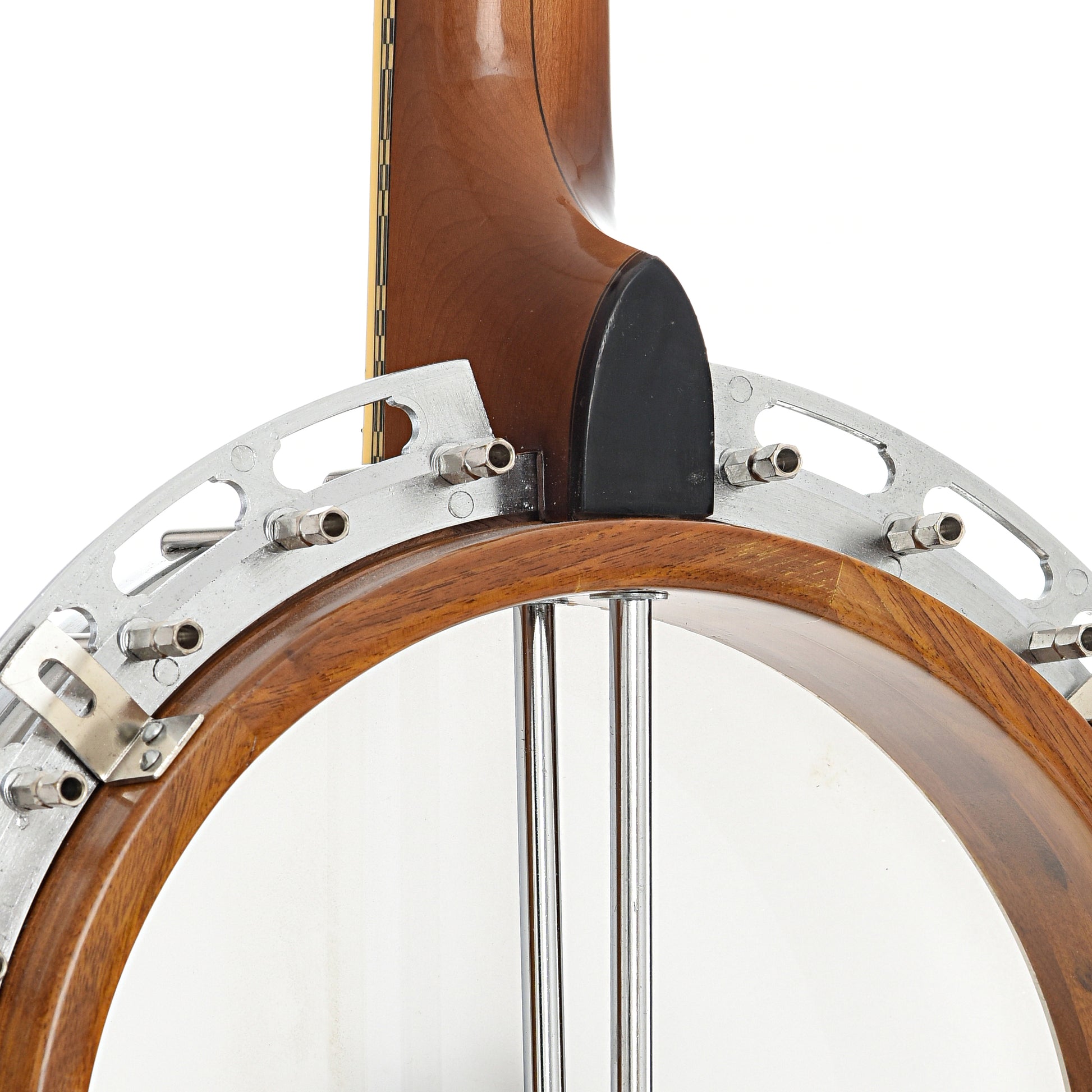 Neck joint and rear flange of Aria Pro II PB450 5-String Resonator Banjo