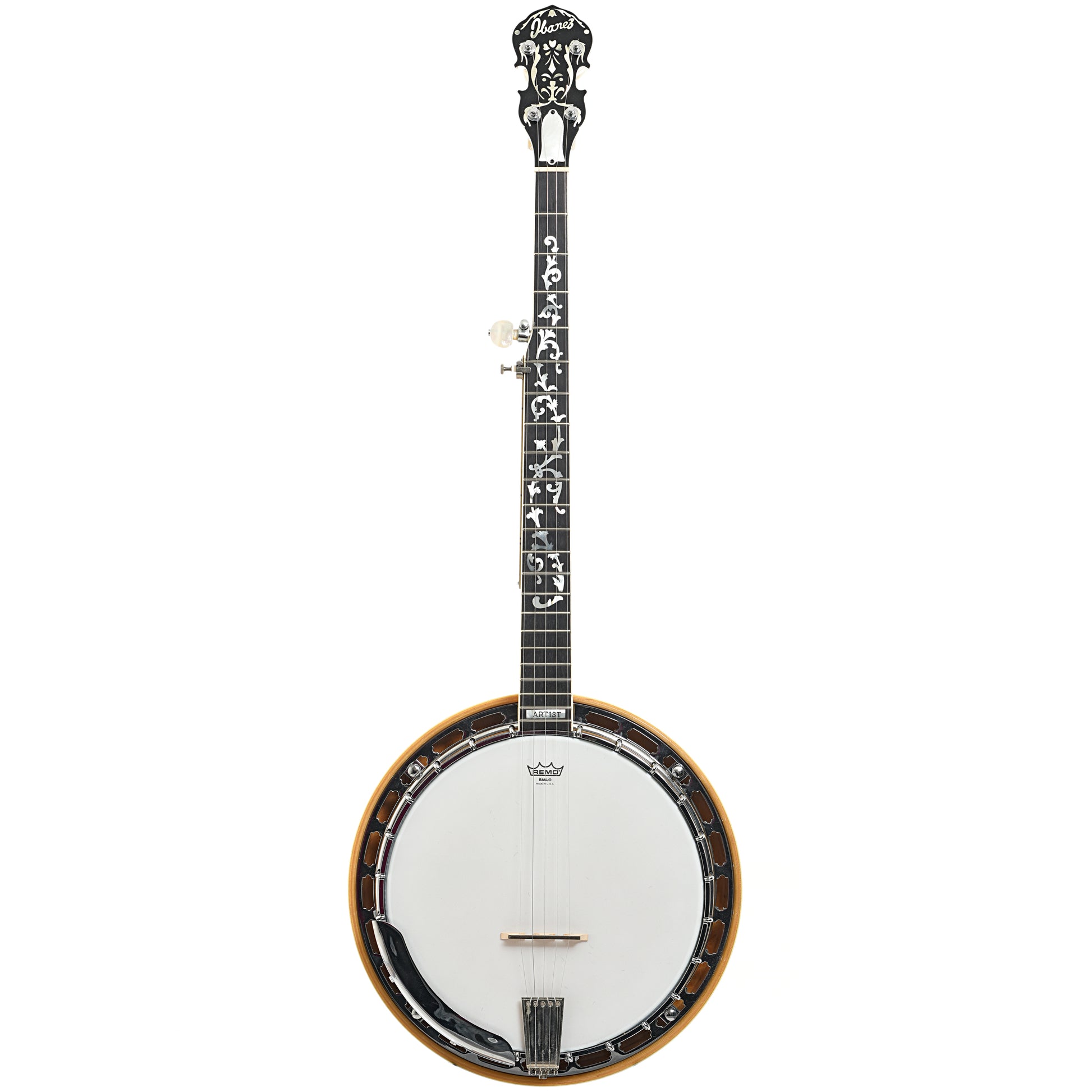 Full Front of Ibanez Artist "Tree of Life" Blonde Resonator Banjo (c.1977)