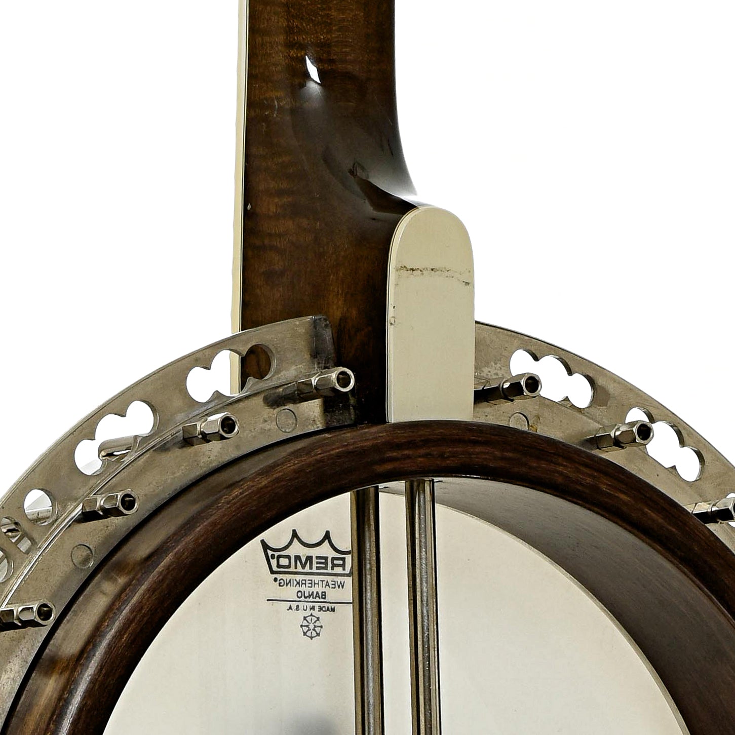 Rear neck joint and flange of Deering Maple Blossom Resonator Banjo