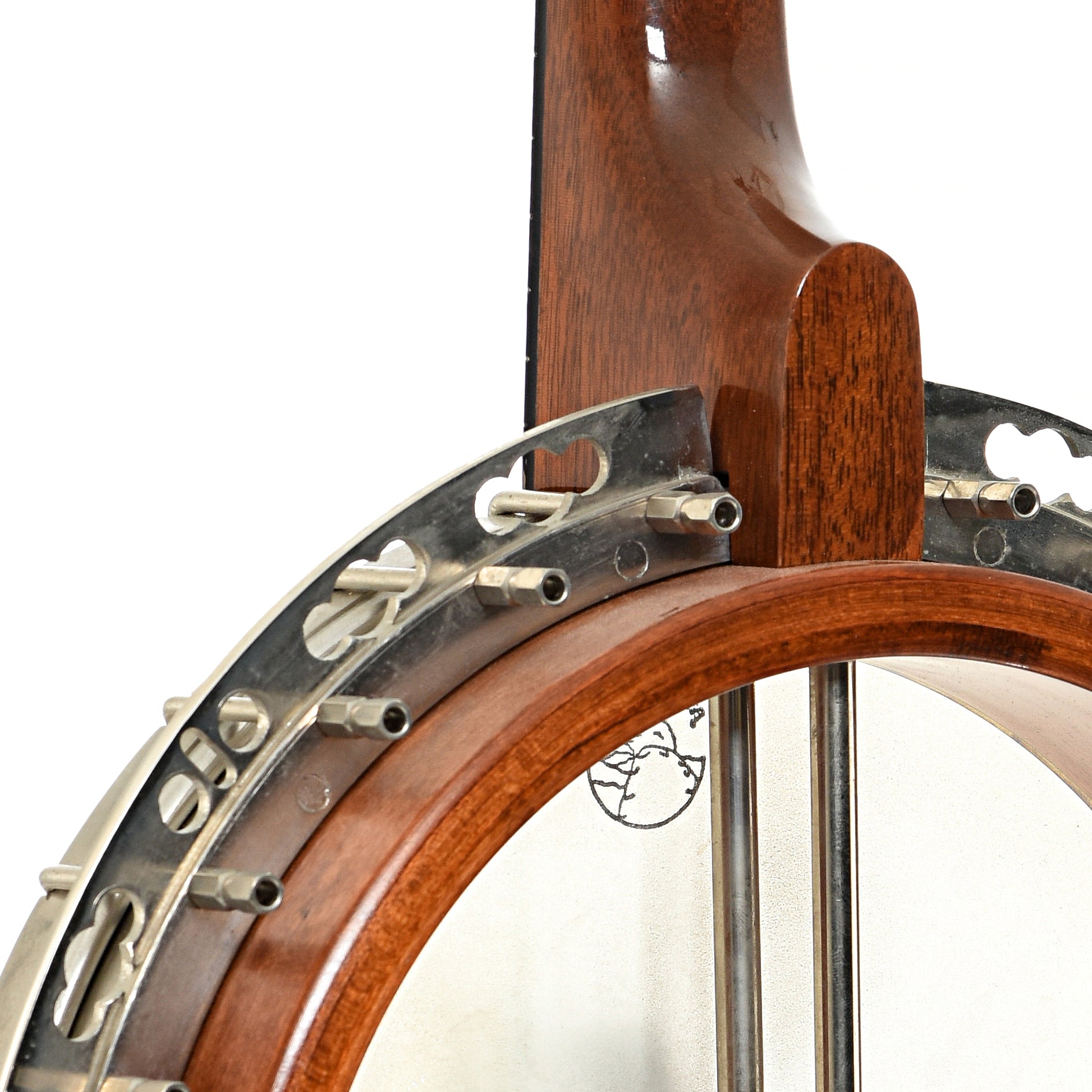 Rear neck joint and flange of Deering Deluxe Resonator Banjo