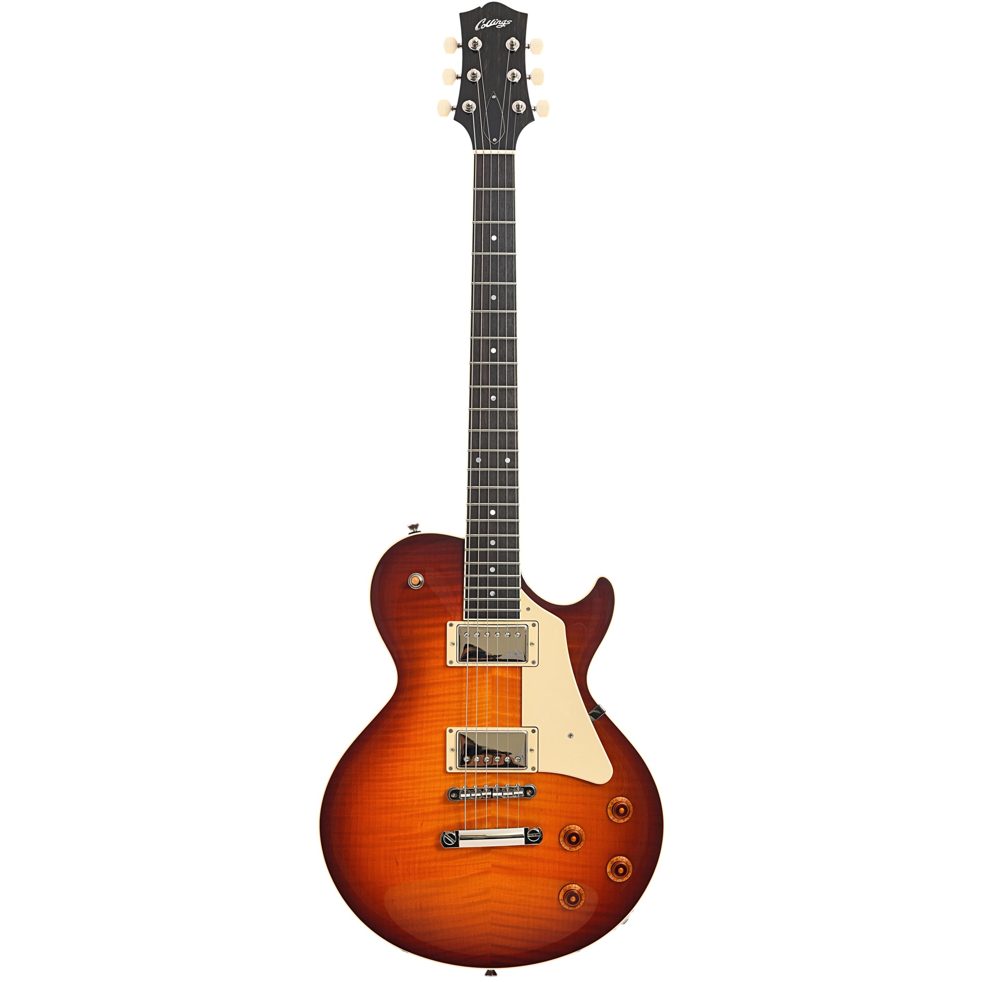 Full front of Collings CL Electric Guitar, Dark Cherry Sunburst