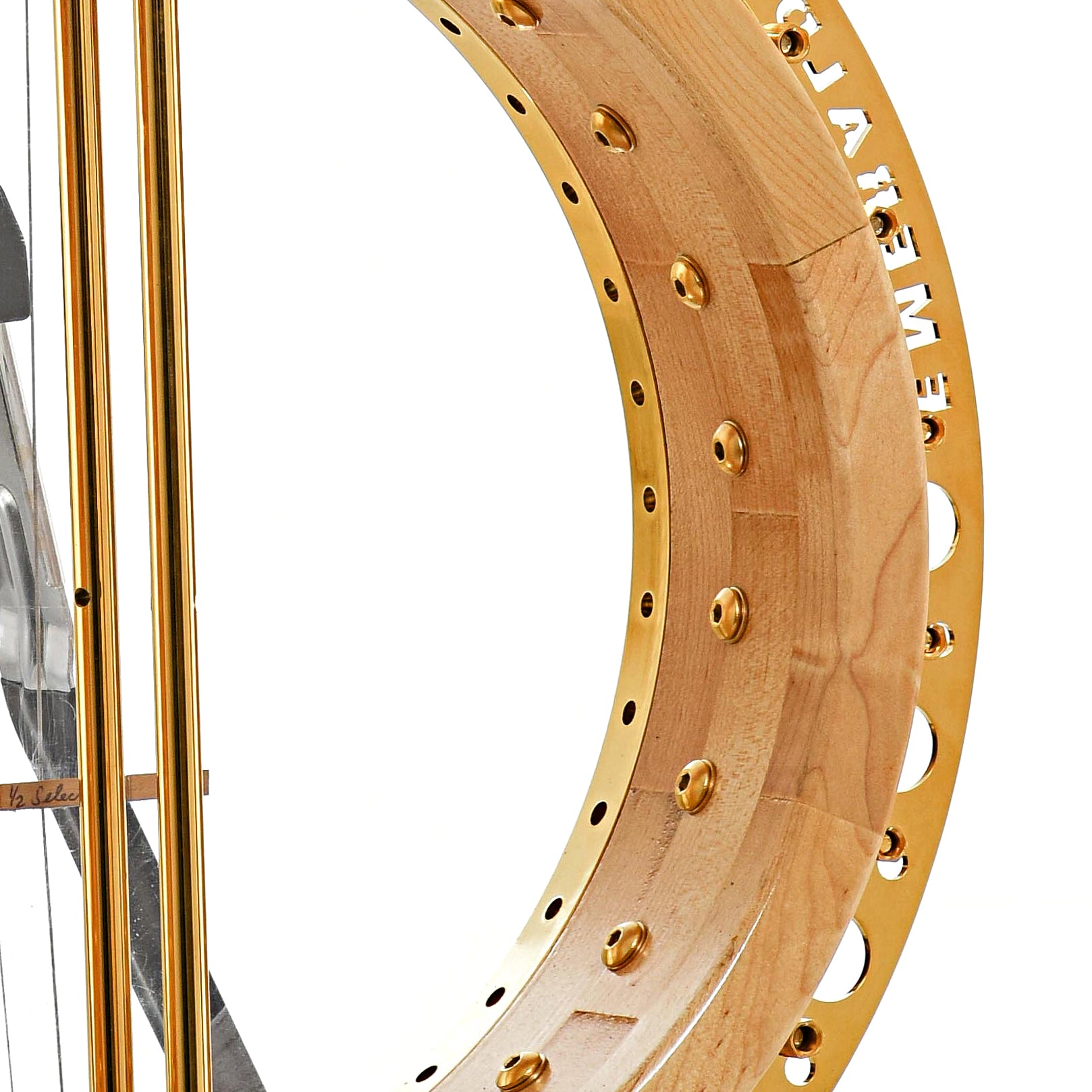 Inside rim of Emerald Labasheed Gold Irish Tenor Banjo