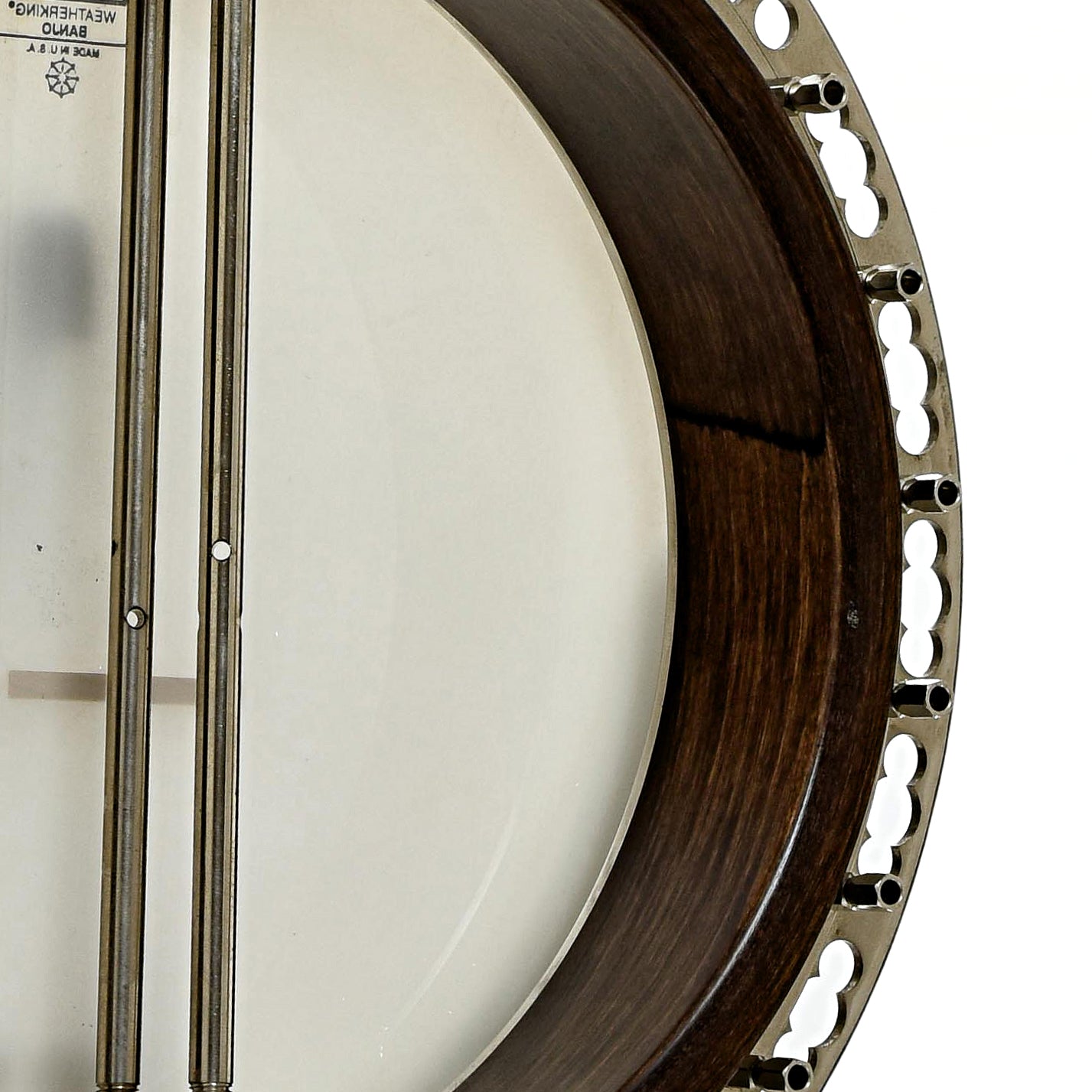 Inside rim of Deering Maple Blossom Resonator Banjo