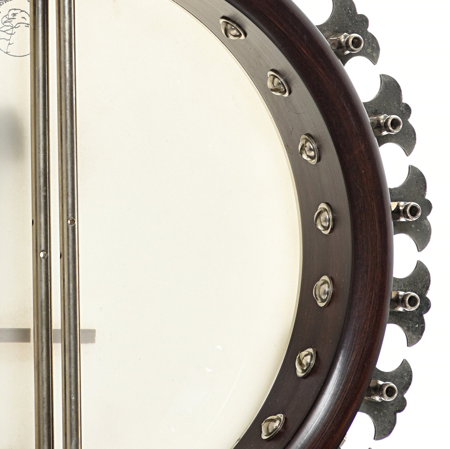 Inside rim of Deering Deluxe Resonator Banjo (1982)