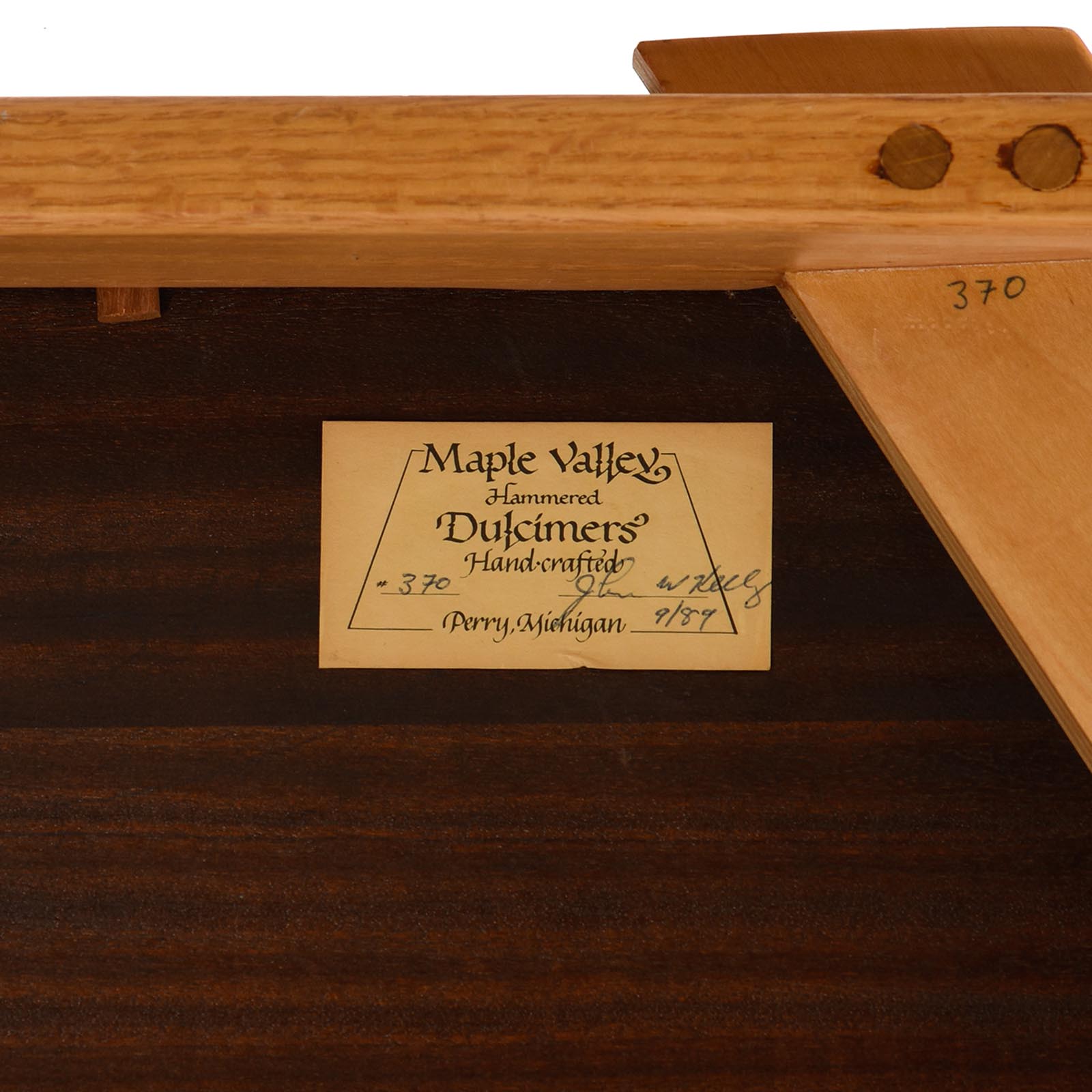 Label for Maple Valley MV6 Hammered Dulcimer