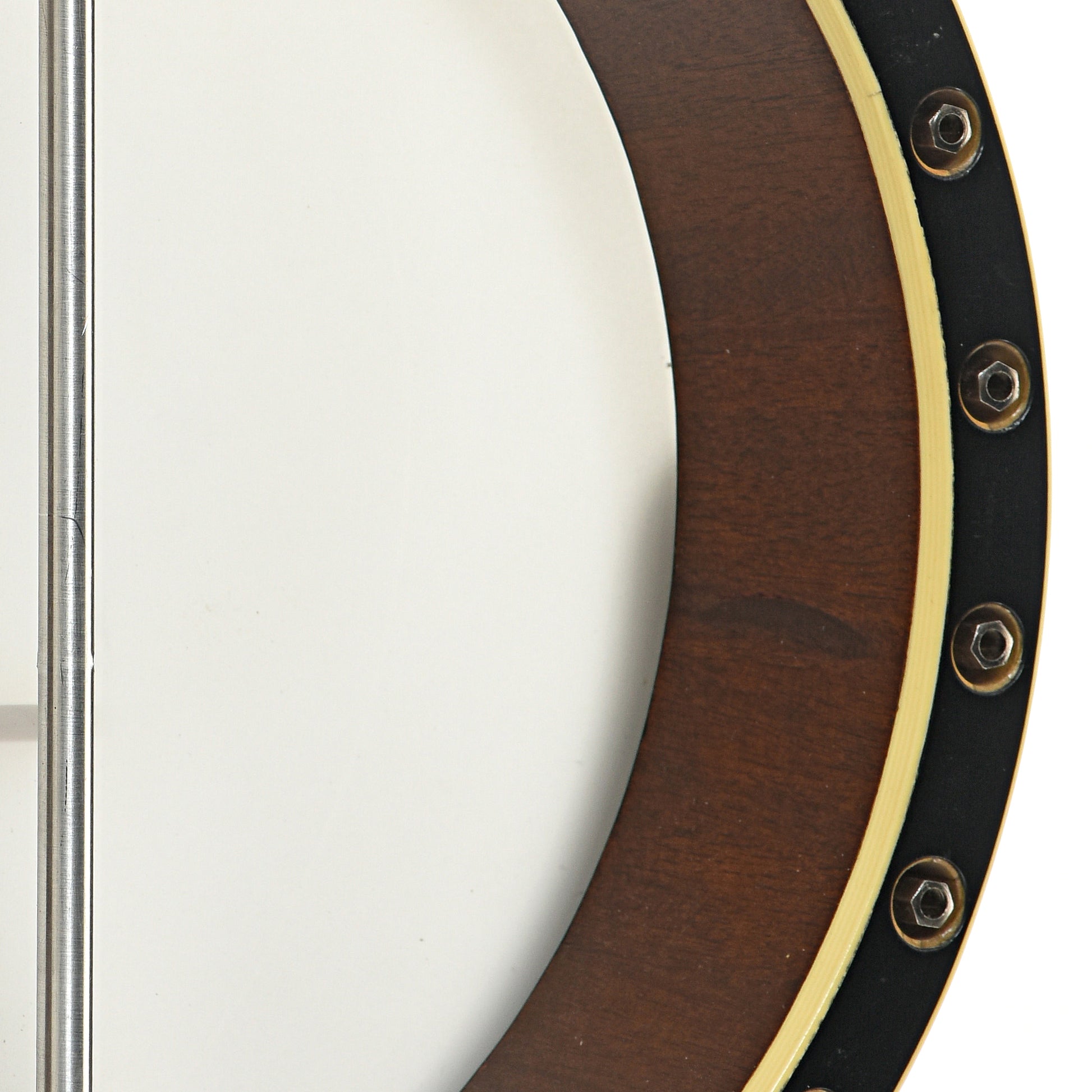 Inside rim of Randy Wood Featherlite Resonator Banjo (c.2020)