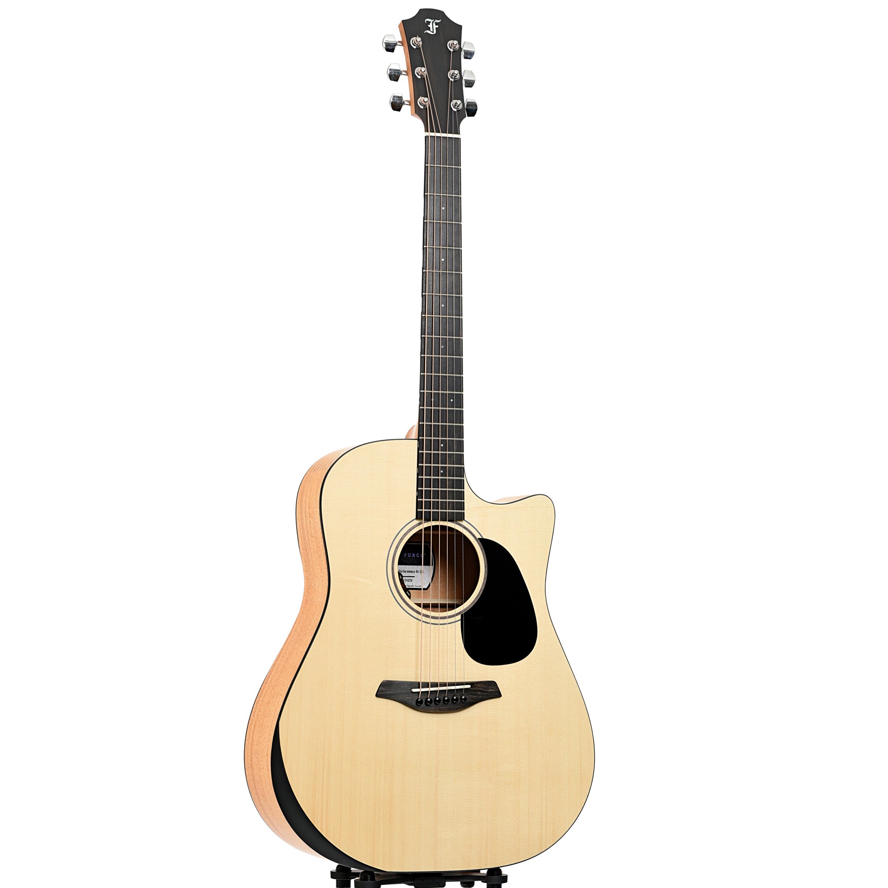 Full front and side of Furch Blue Performance Dc-EM Dreadnought Cutaway Acoustic-Electric Guitar