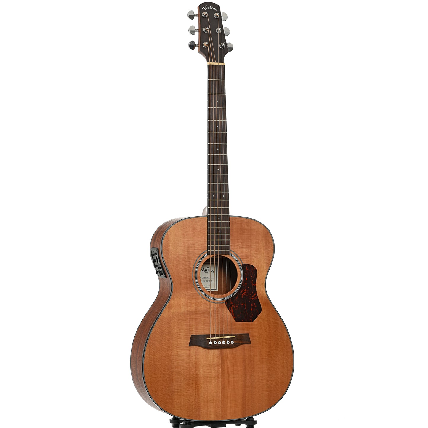 Full front and side of Walden 0550E Acoustic Guitar