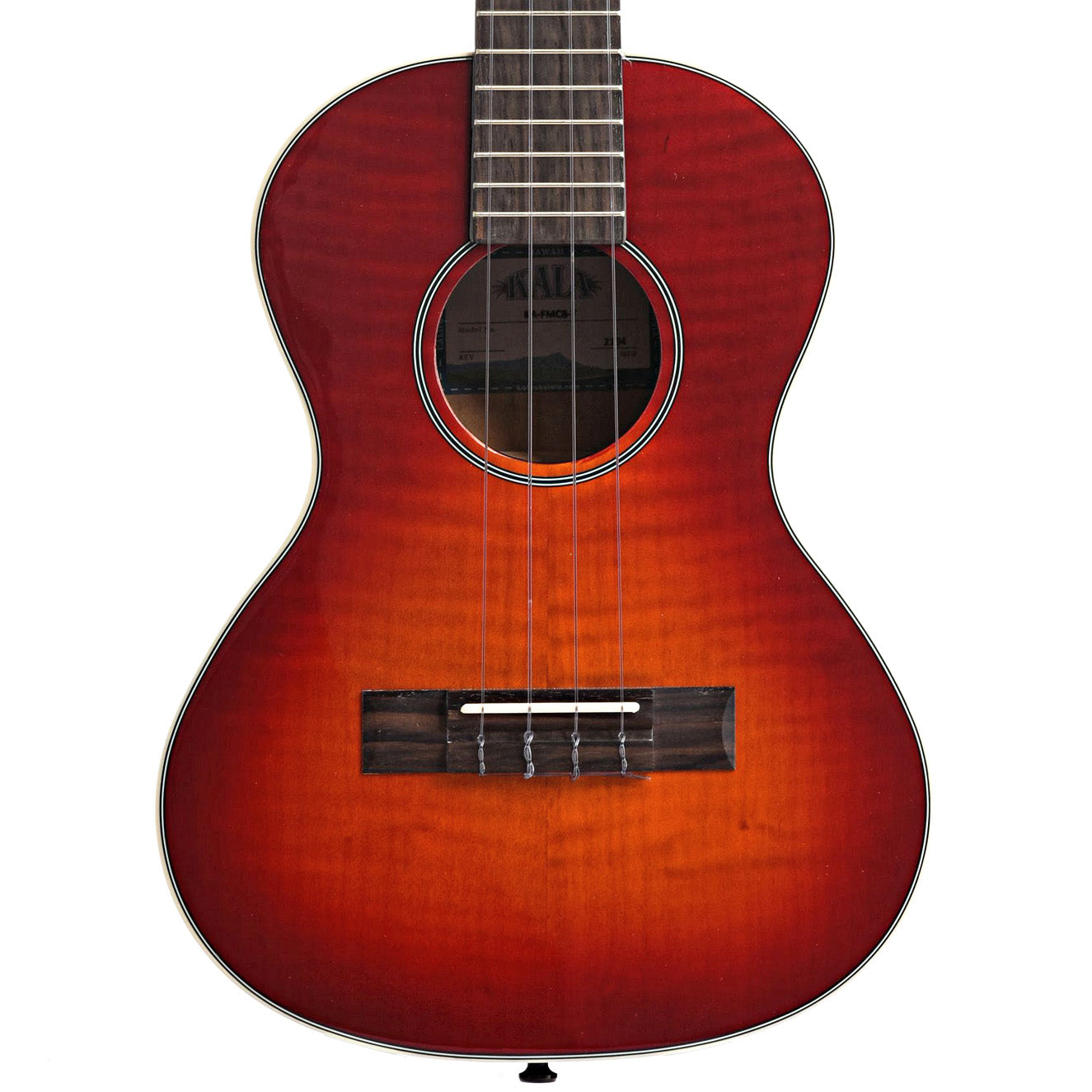 Front of Kala KA-FMCB-T Gloss Flame Maple Cherry Burst Tenor Ukulele